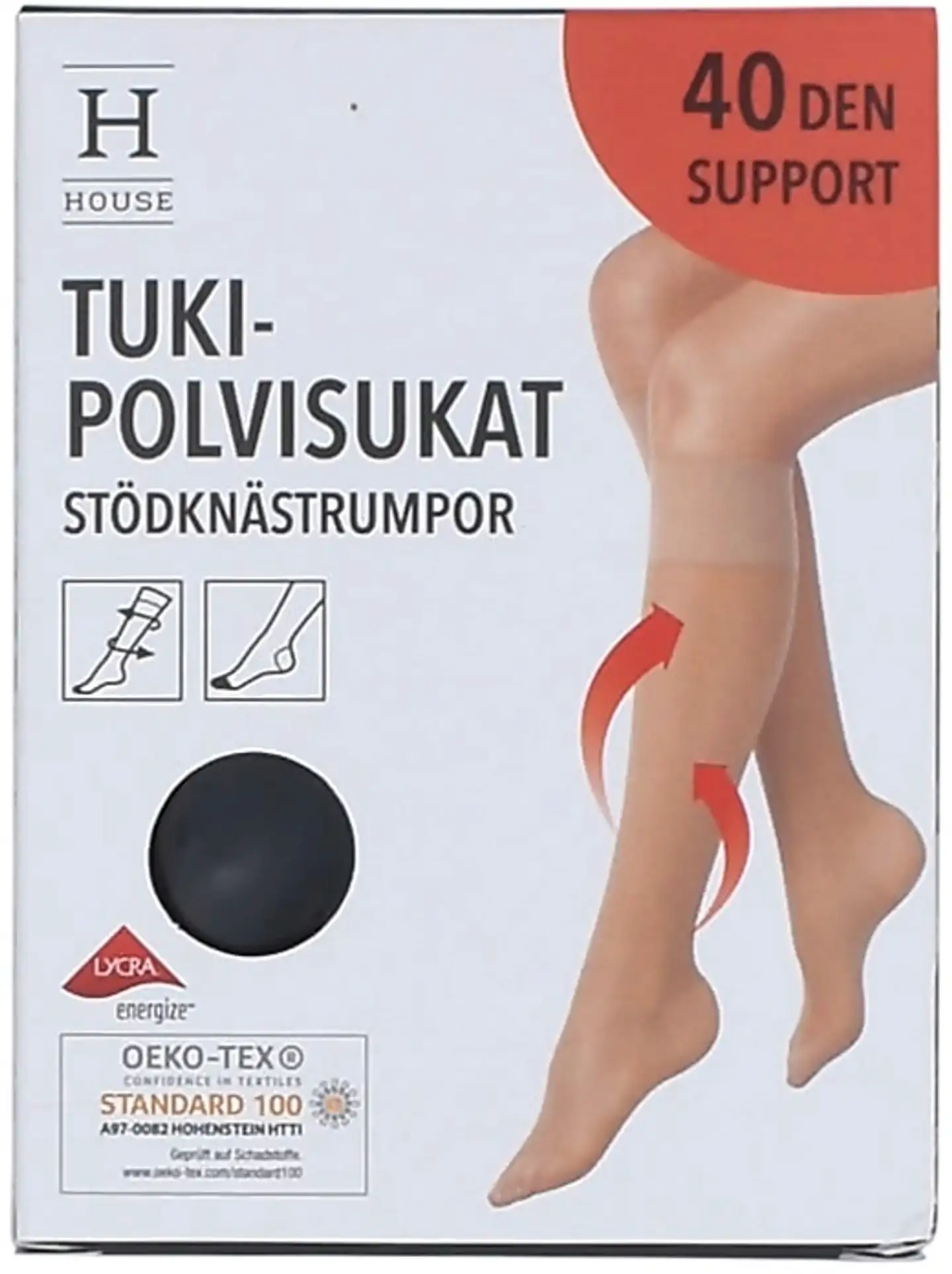 House naisten tukipolvisukat 40 den - BLACK