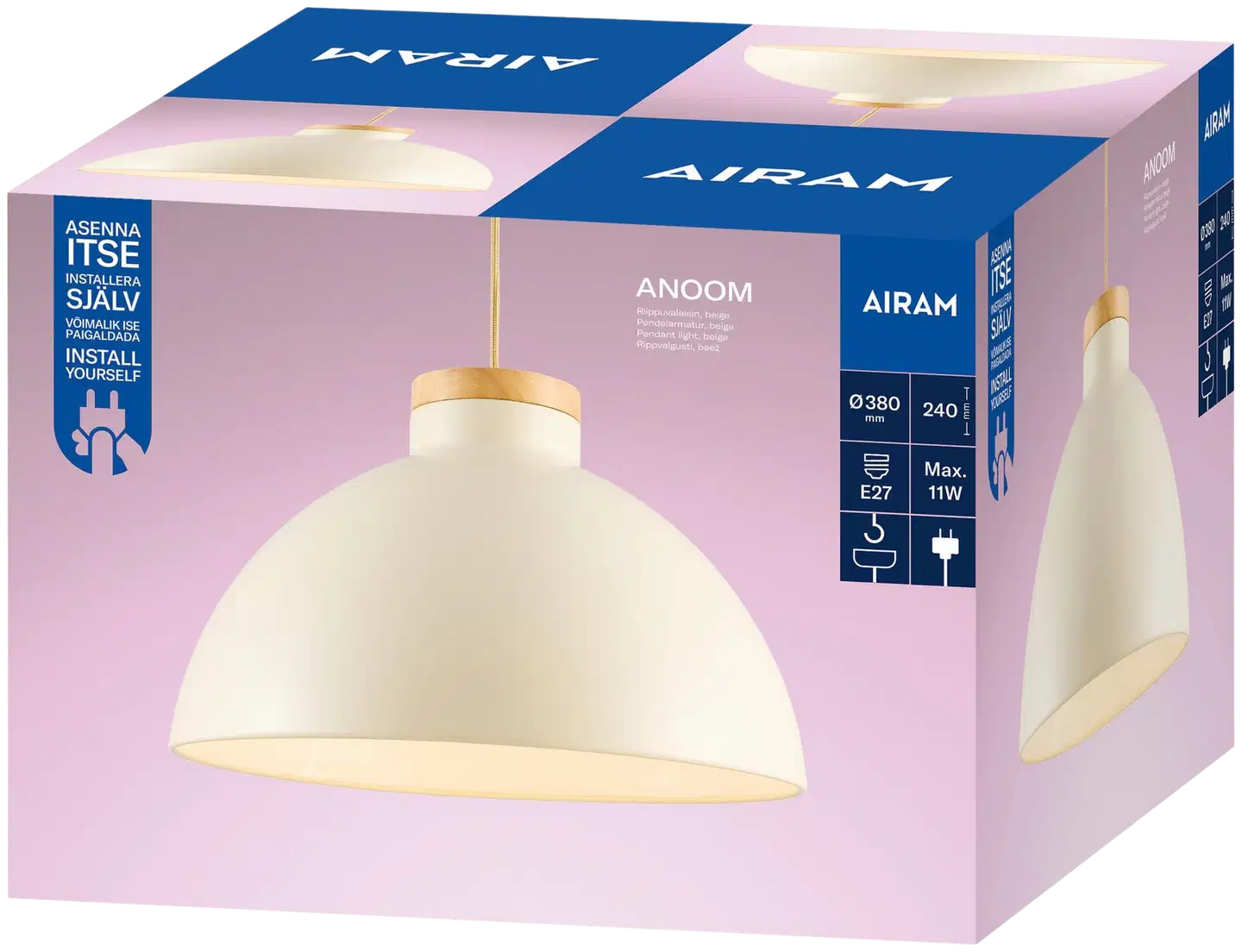 Airam Anoom 38 riippuvalaisin E27 beige - 2