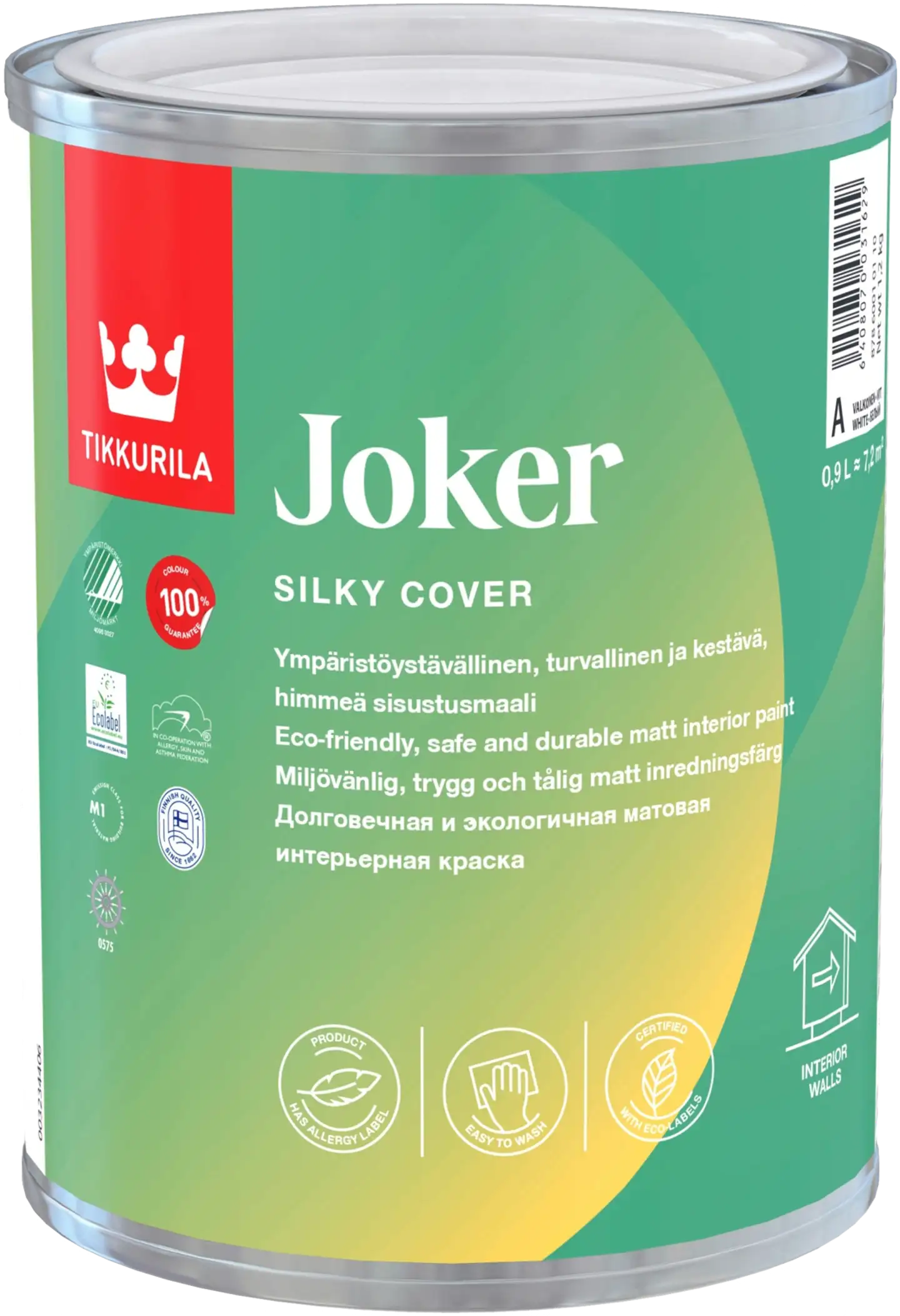 Tikkurila sisustusmaali Joker 0,9 l A valkoinen sävytettävissä himmeä