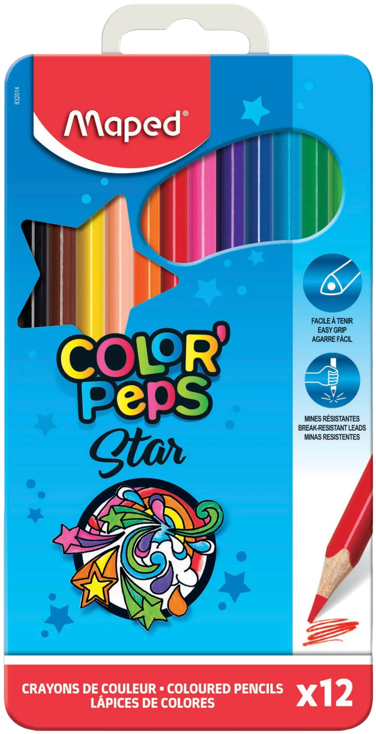 Värikynä Maped ColorPeps Star 12 kpl metallirasiassa