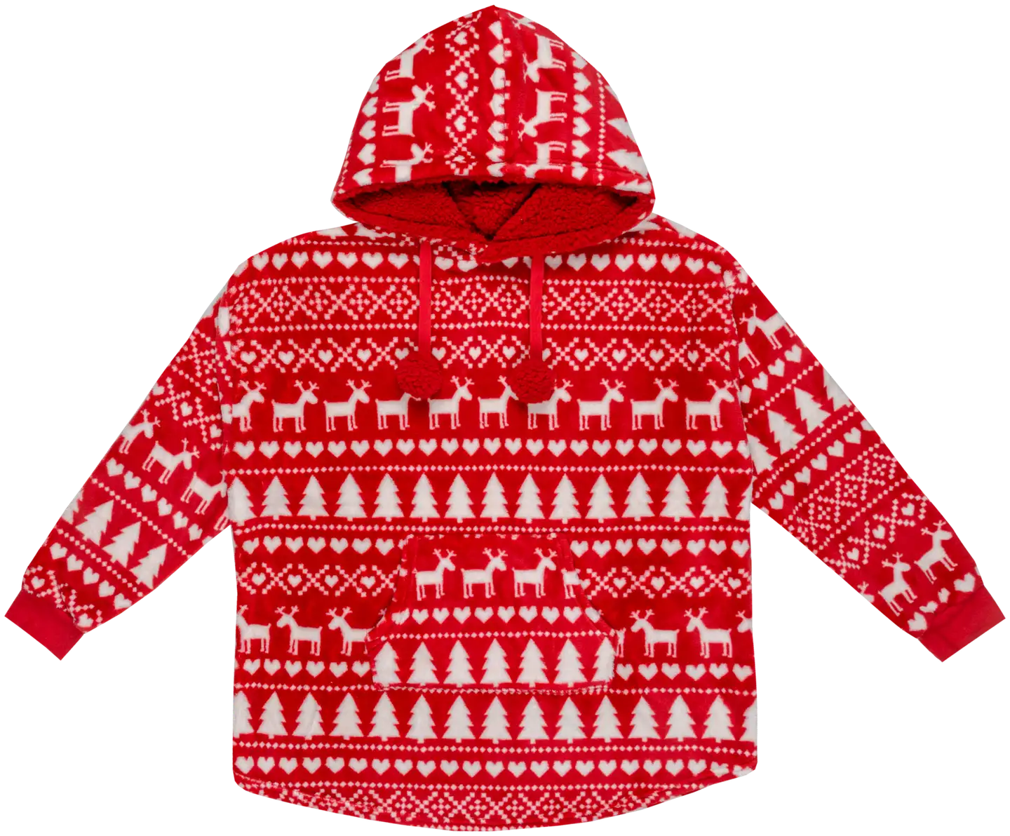 Ugly Christmas naisten pehmeä hupullinen fleecetunika IL35652 - RED - 1