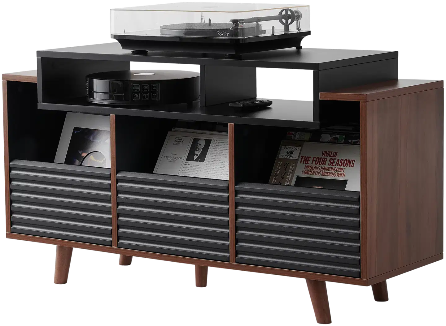 Norstone Oslo Vinyl 1200 -vinyylikaluste musta/pähkinä - 2