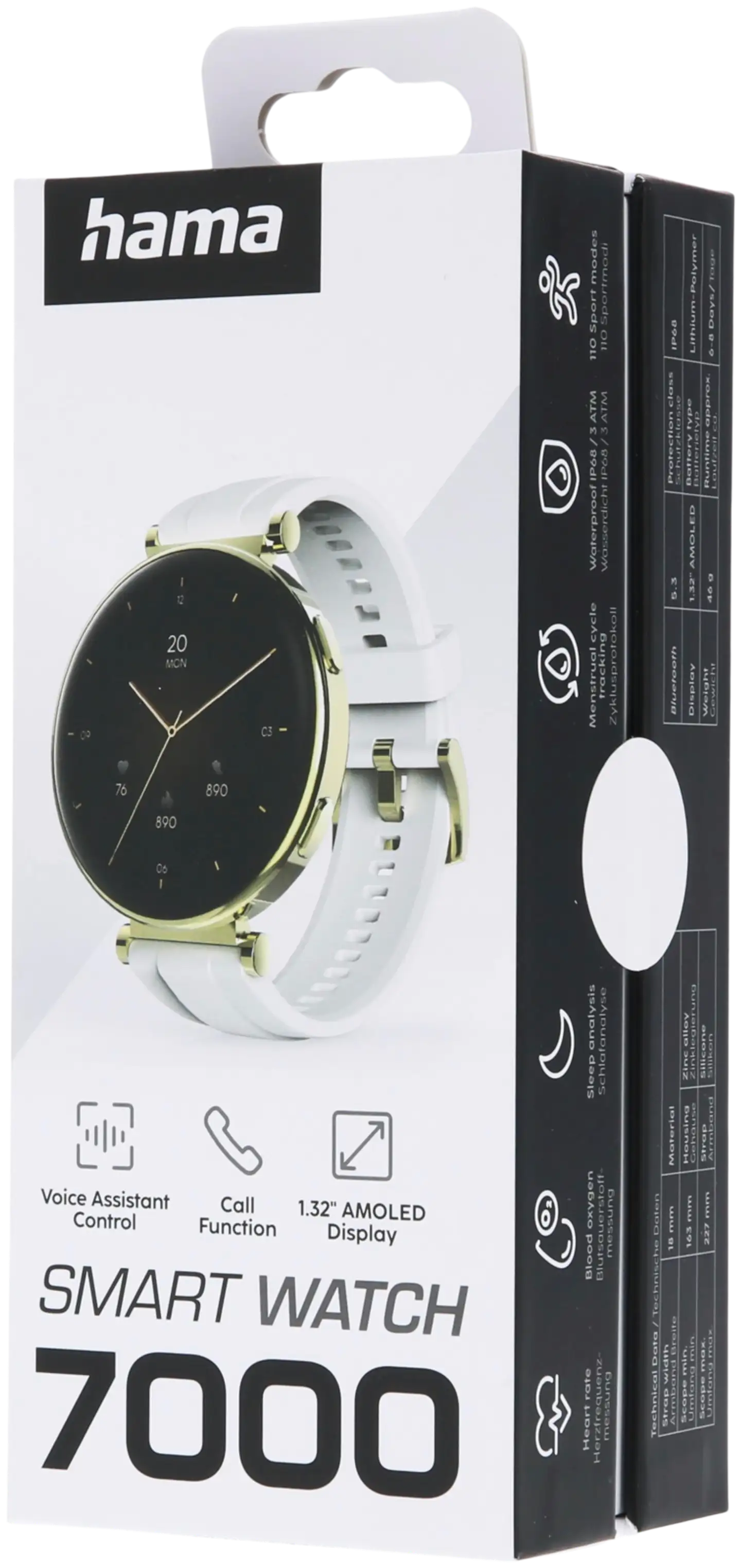Hama Smart Watch 7000 älykello, AMOLED 1.32", IP68, kulta/valkoinen - 11