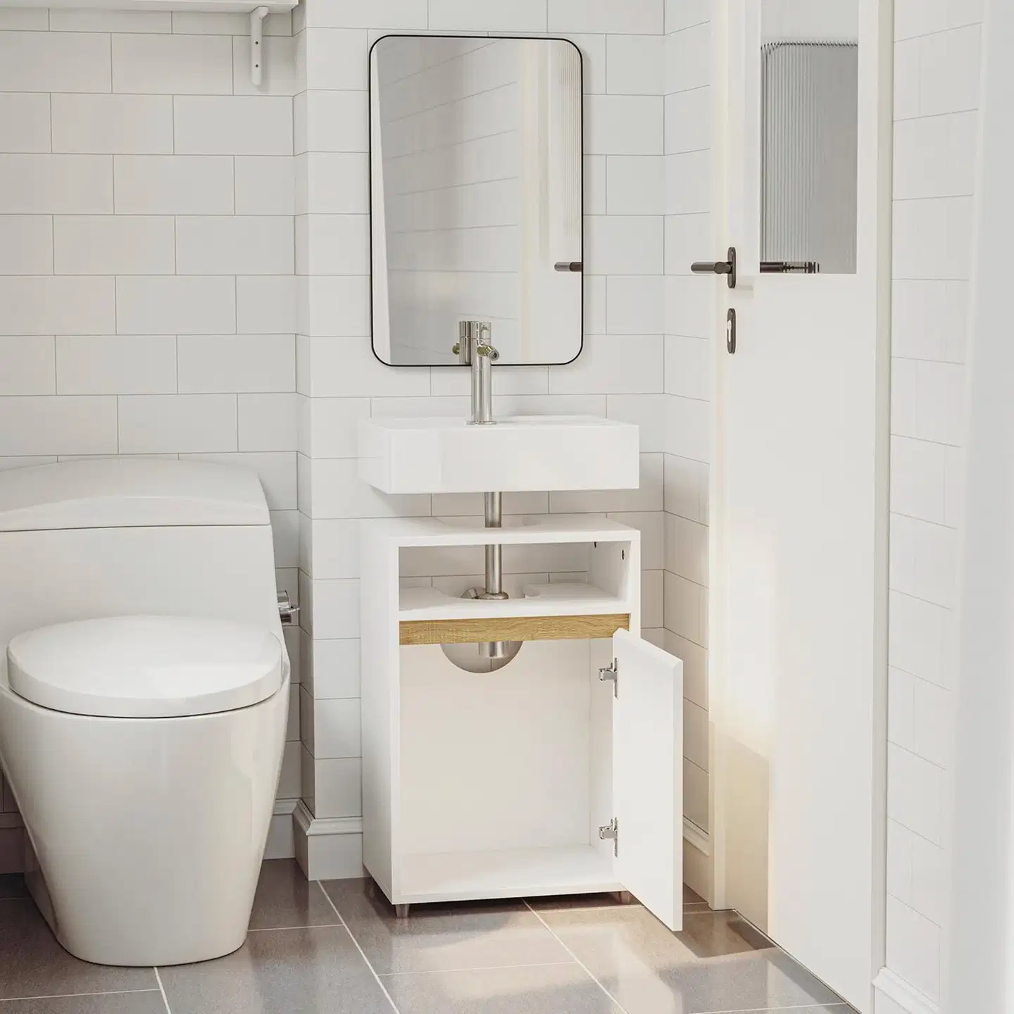 SoBuy pesuallaskaappi valkoinen BZR222-W - 5
