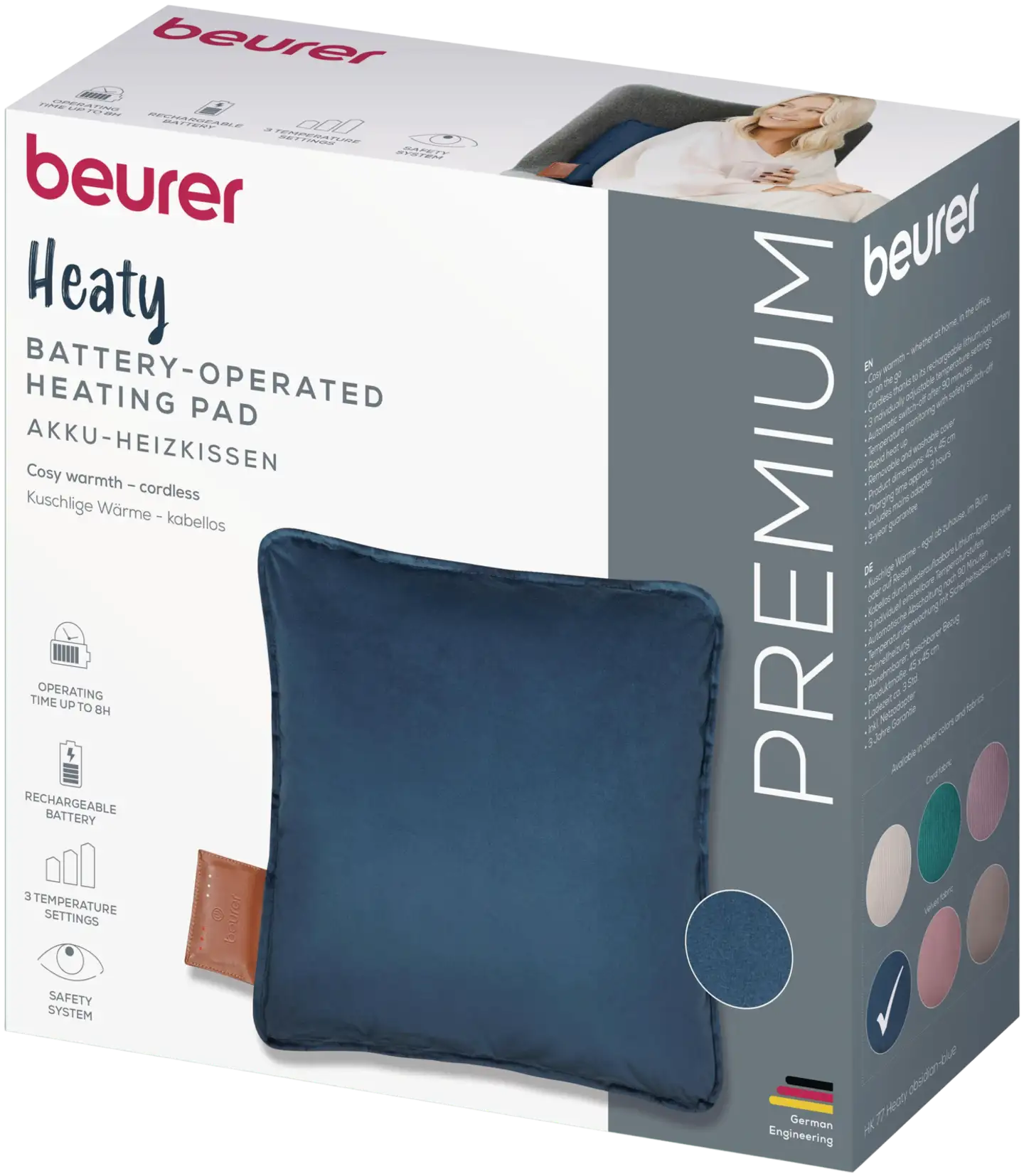 Beurer HK77 Heaty akkukäyttöinen lämpötyyny, sininen - 4