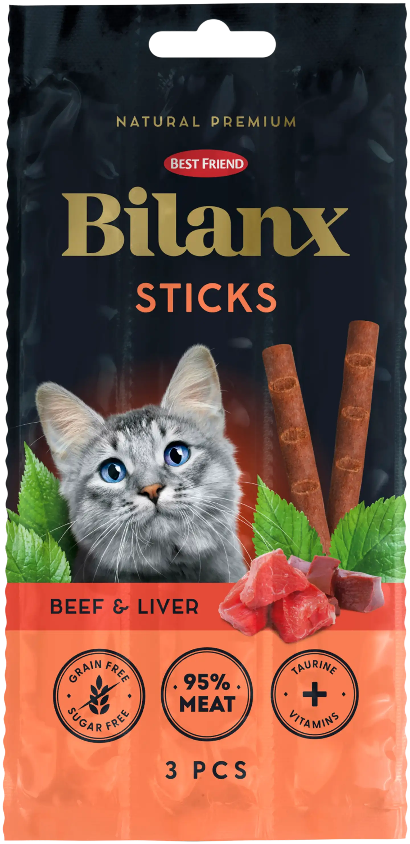 Best Friend Bilanx Sticks nauta & maksa lihatikku kissalle 3x5 g
