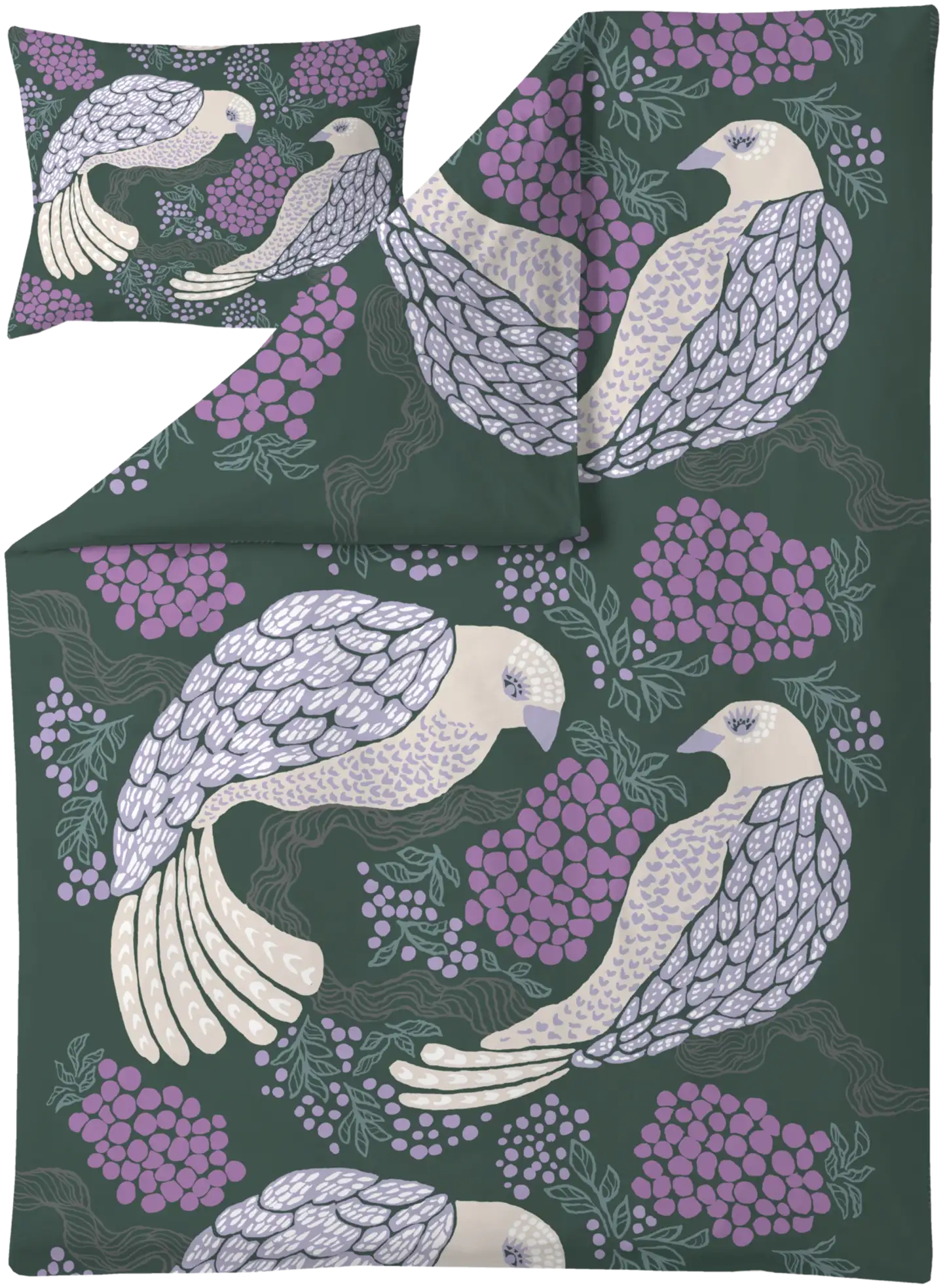 Vallila viserrys satiini pussilakanasetti 150x210 cm vihreälila - 1