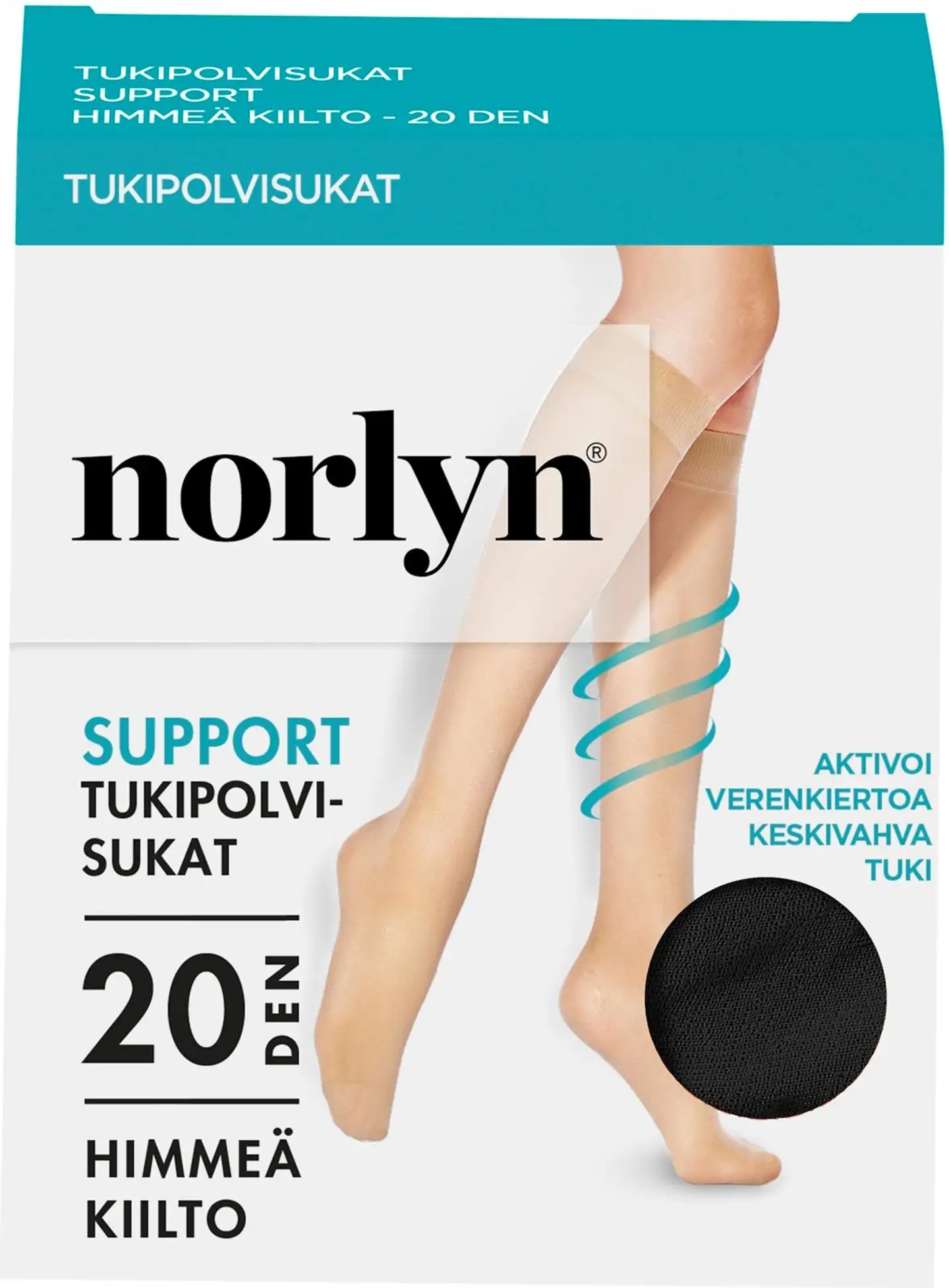 Norlyn naisten tukipolvisukat 20den - BLACK