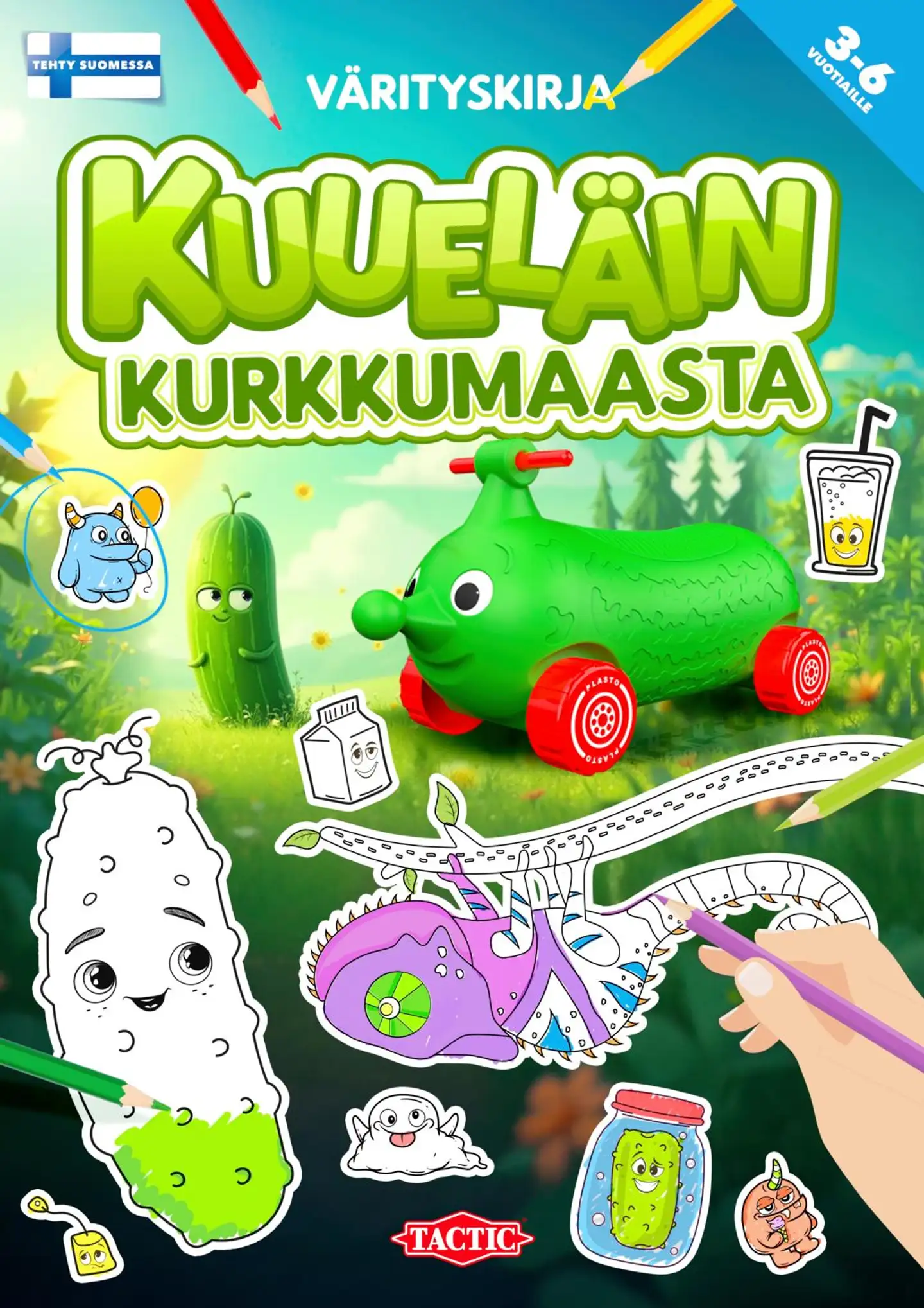 Kuueläin Kurkkumaasta värityspuuhakirja