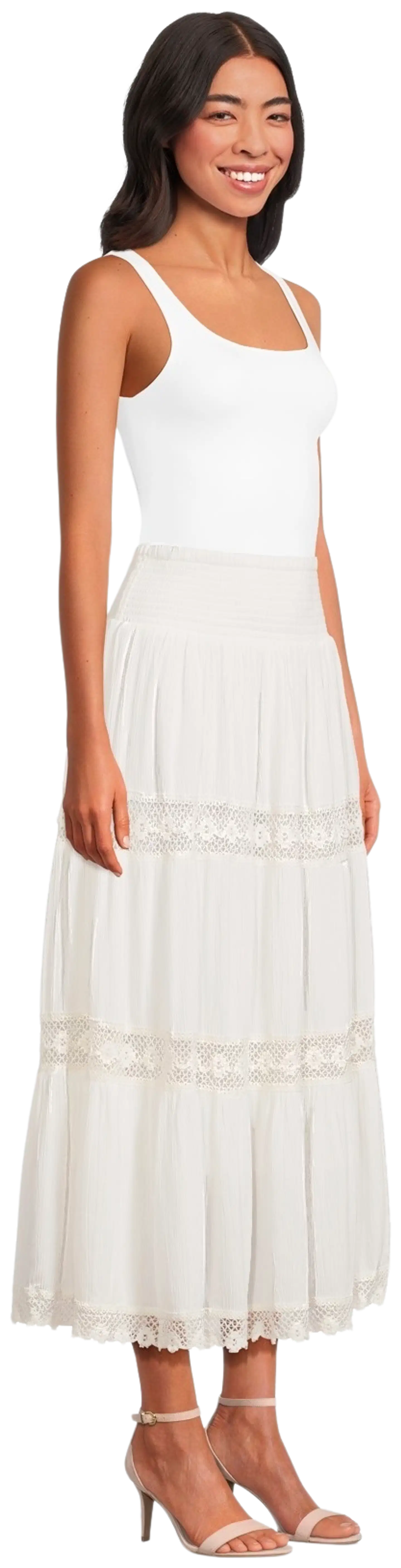 Margaux Riviera naisten pitkä pitsihame SDL-04 - WHITE - 4