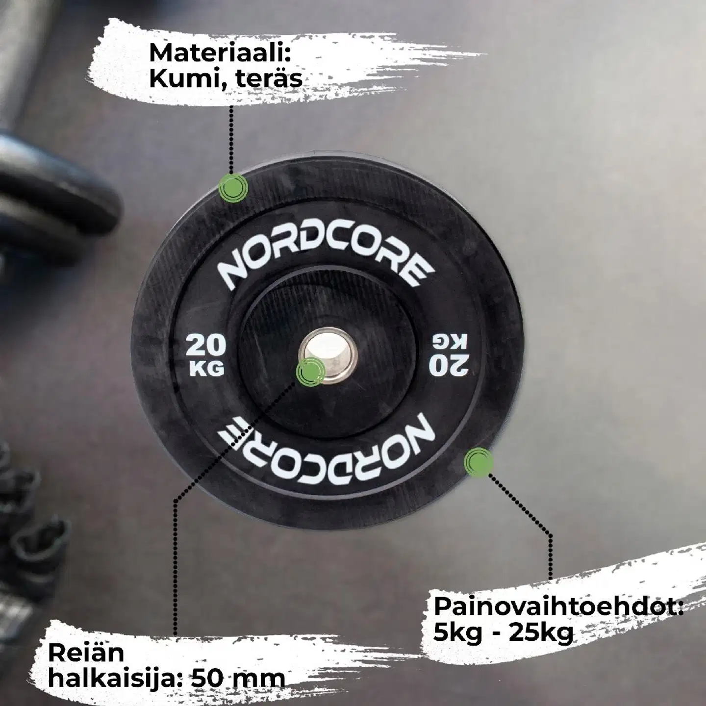 Nordcore levypaino bumper core(5-25kg) - Musta - 3