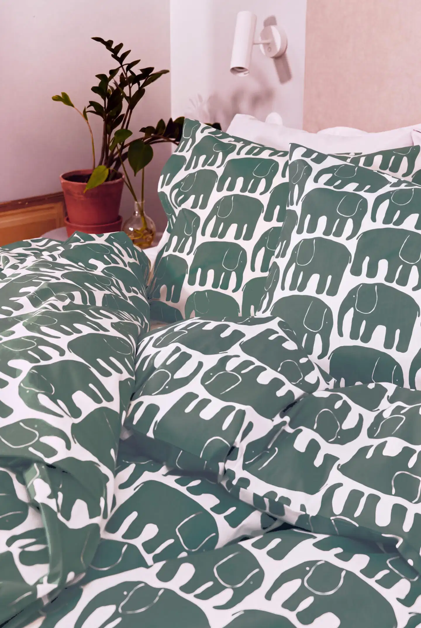 Finlayson pussilakanasetti tupla Elefantti 240X210+2x50X60 tumma vihreä - 2