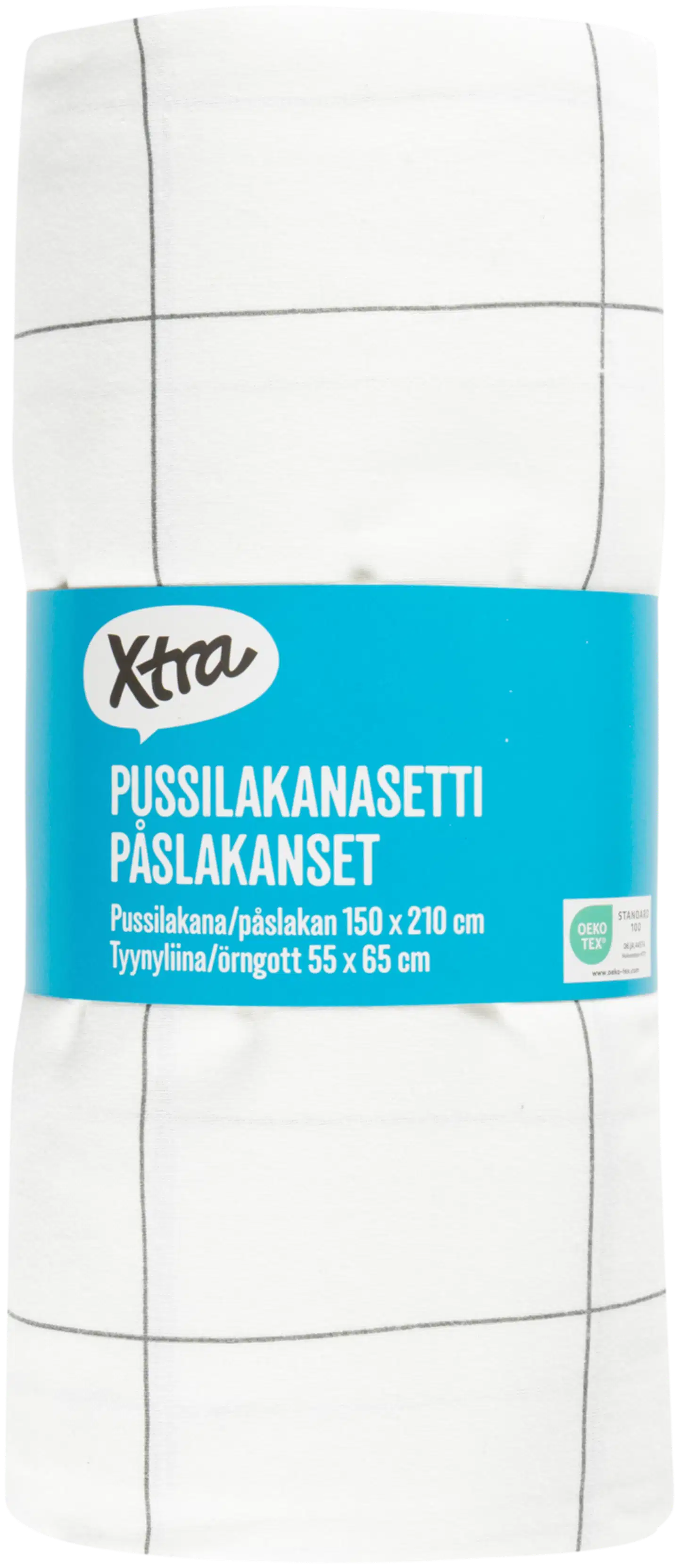 Xtra pussilakanasetti Check 150x210 cm valkoinen - 3