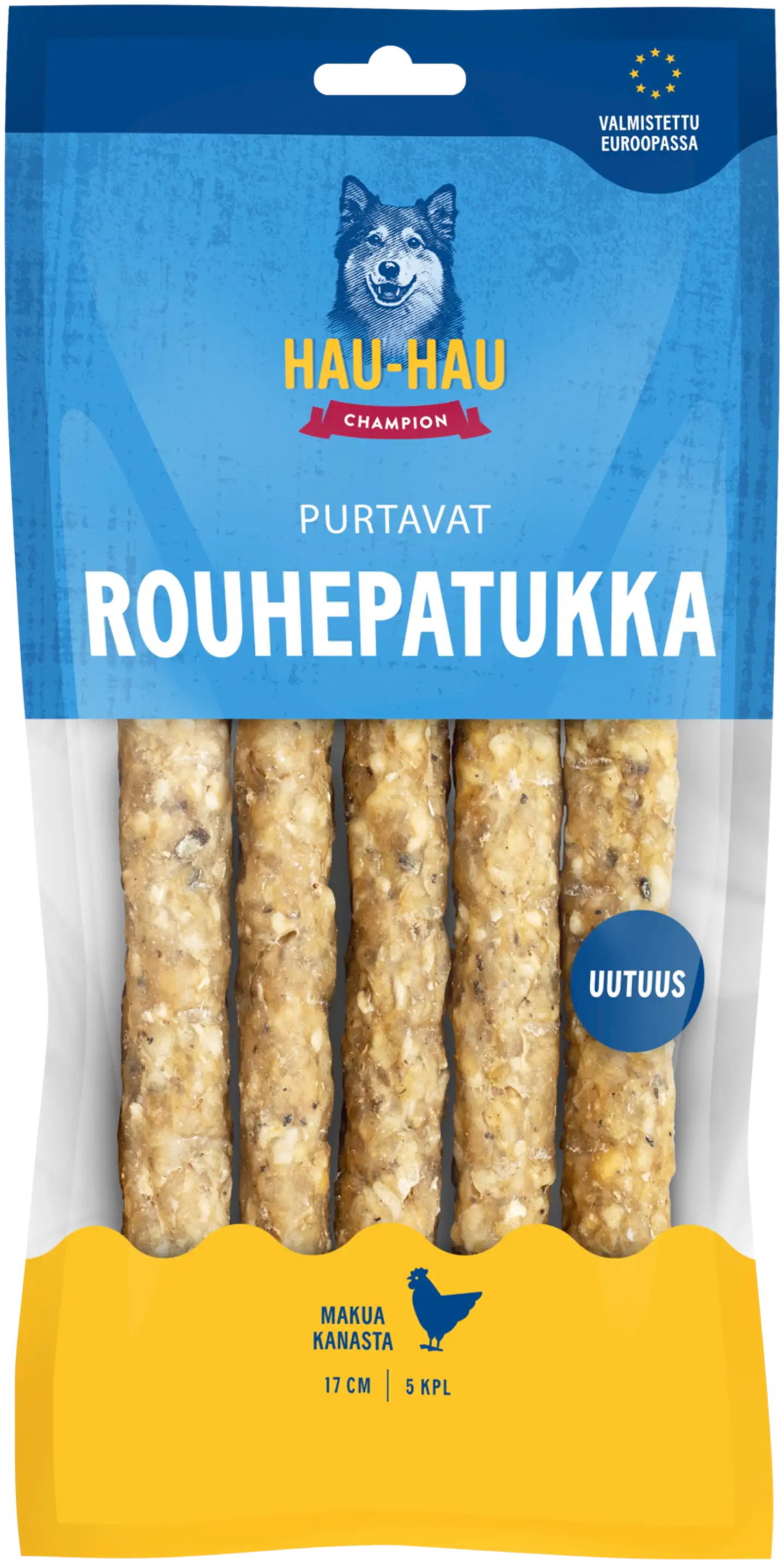 Hau-Hau Champion Purtavat Rouhepatukka sisältää kanaa 17 cm 5 kpl 200 g