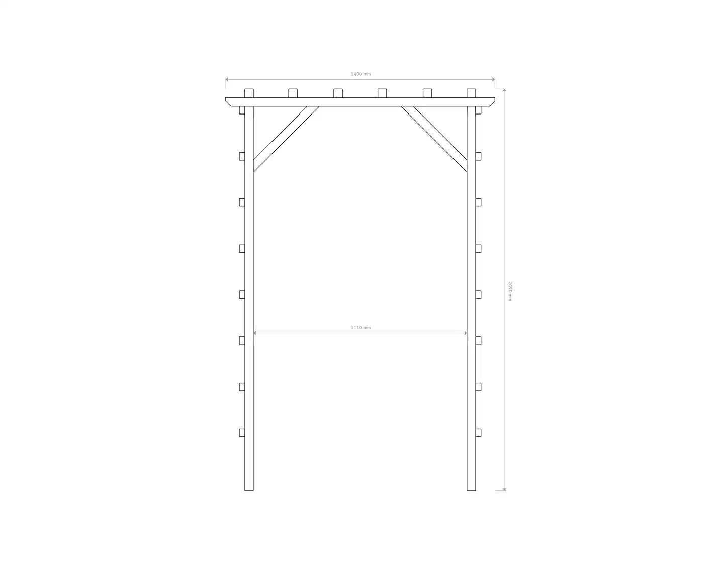 Puutarhaportti, grafiitin harmaa, 210x140x69cm - 2