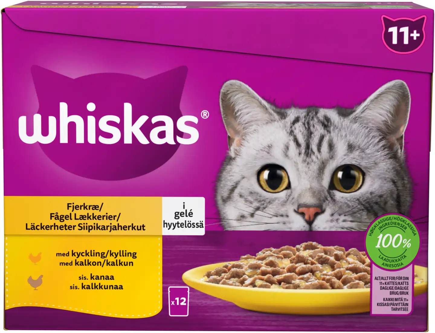 Whiskas 11+ Siipikarjaherkut hyytelössä (12 x 85 g)