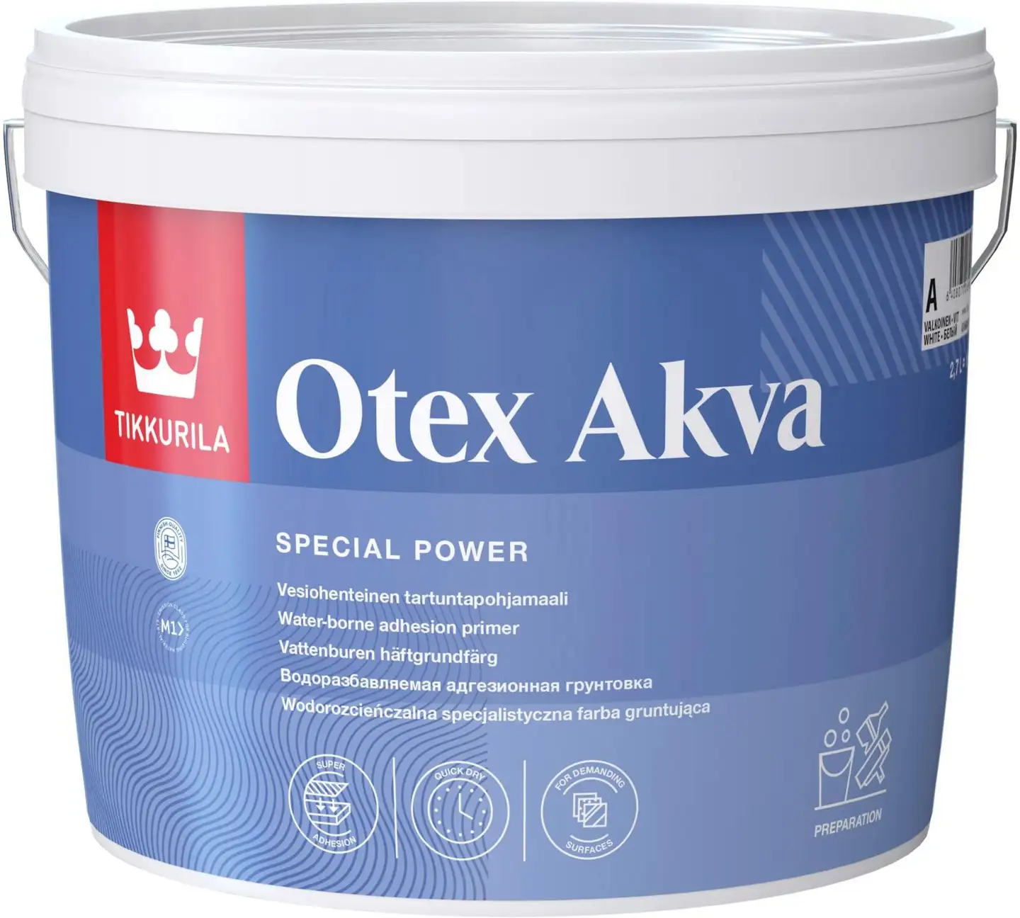 Tikkurila tartuntapohjamaali Otex Akva 2,7 l A valkoinen sävytettävissä himmeä