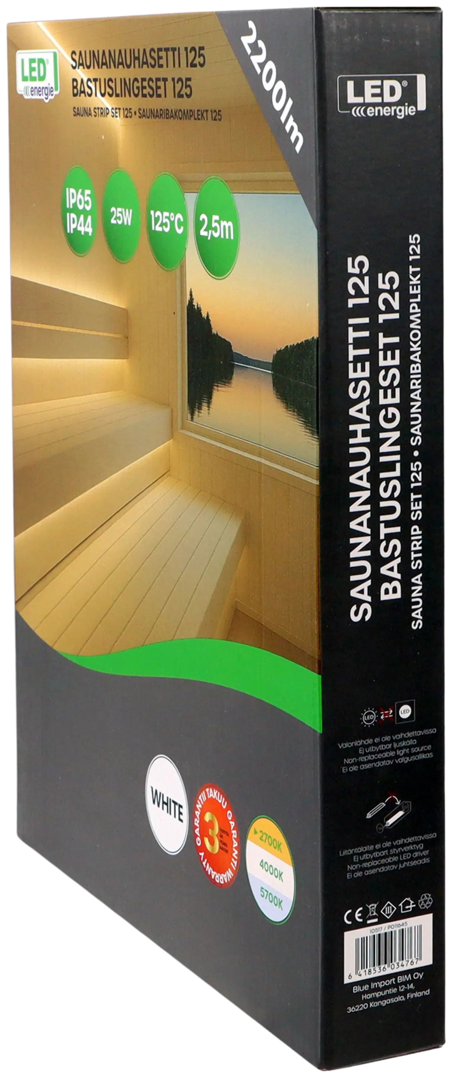 Led Energie Saunanauhasetti 125 valkoinen 2,5m 2700K 10W/m IP44/65 2200lm himmennettävä - 9