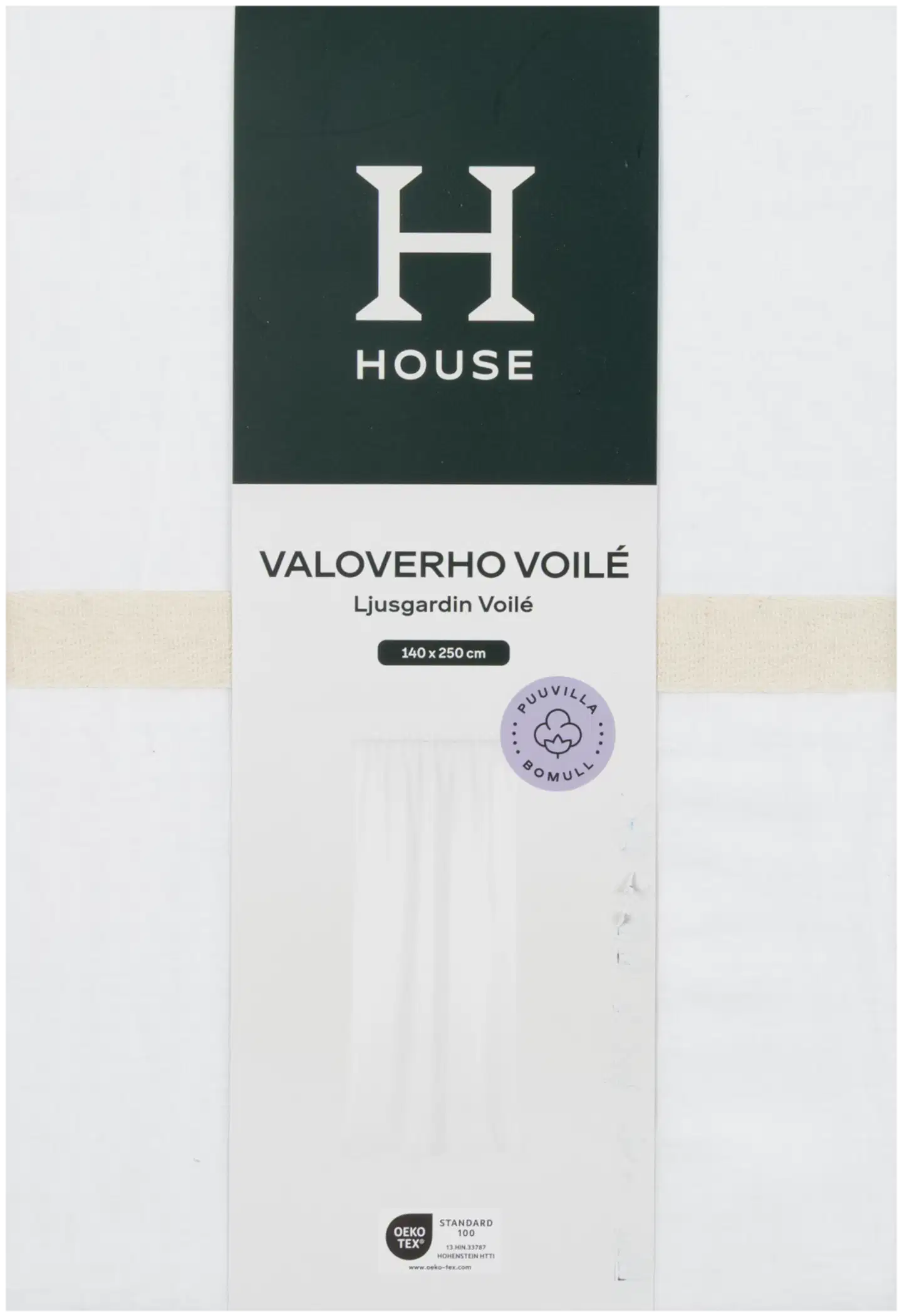 House valoverho puuvillavoilé 140 x 250 cm valkoinen - 4