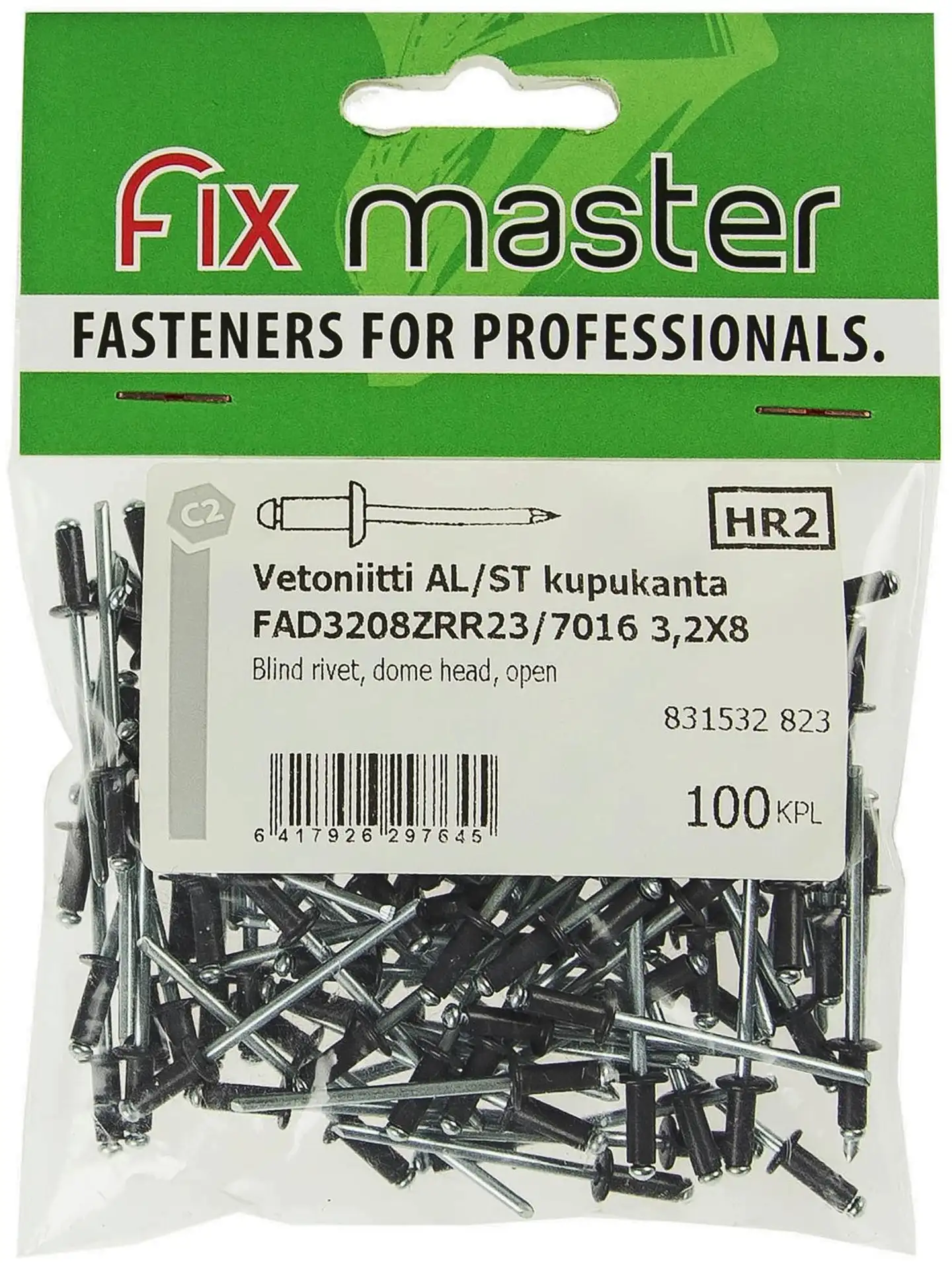 Fix Master vetoniitti alumiini 3,2X8 tummanharmaa 100kpl