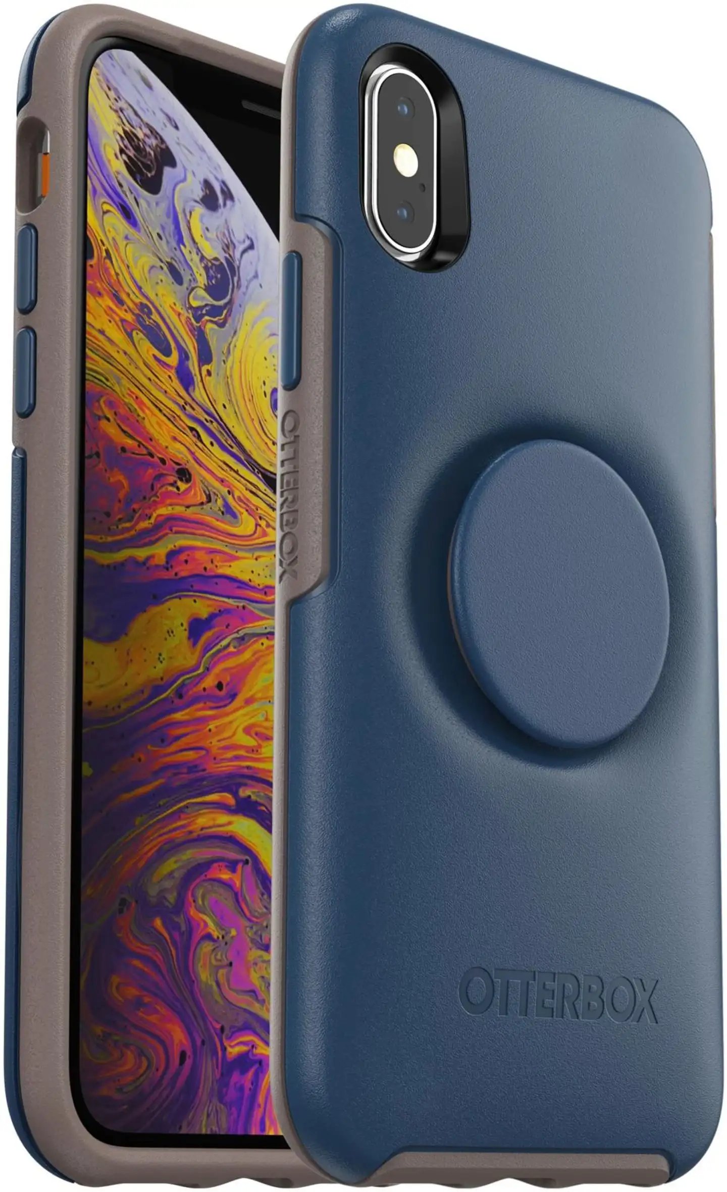 Otterbox otter + PopSocket symmetry suojakuori iPhone XS/X go to blue