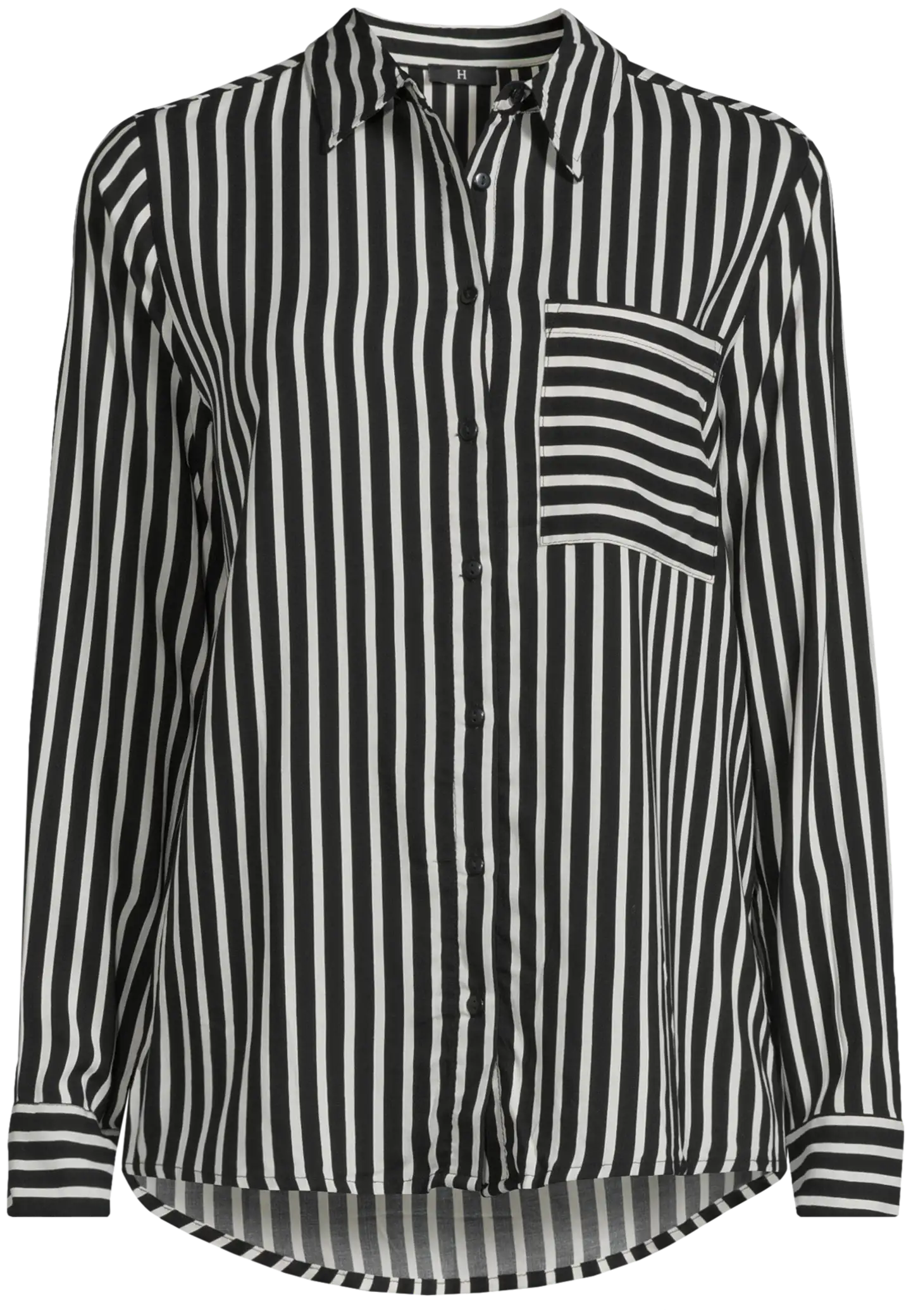 House naisten kauluspaita raita 228H260310 - Black white - 2