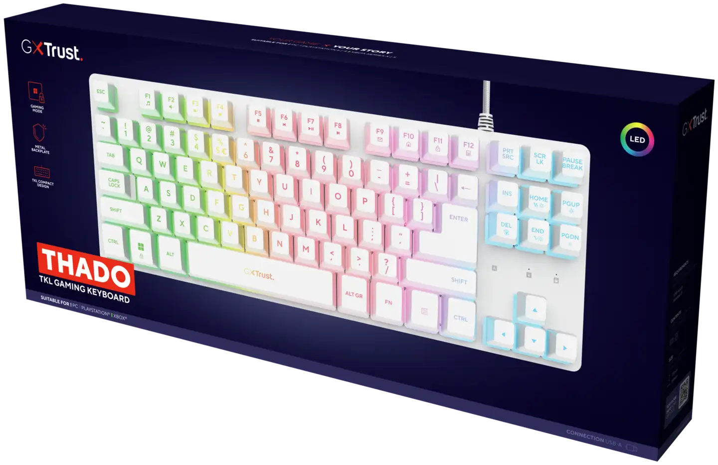 Trust Pelinäppäimistö GXT 833 Thado TKL valkoinen - 3