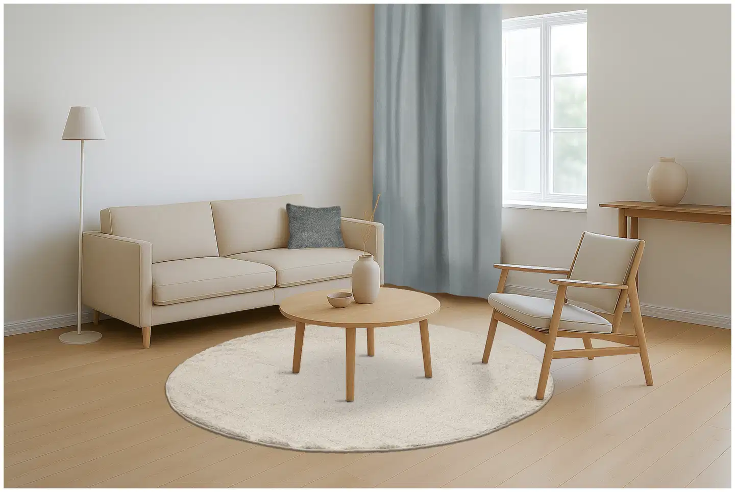 House nukkamatto Puffy pyöreä 130 cm kerma - 4