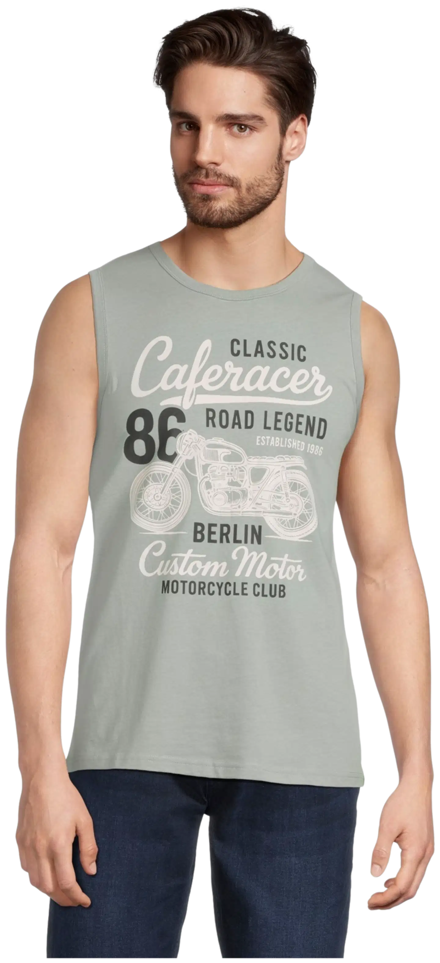 House miesten hihaton t-paita Caferacer 195H152615 - Sage Green - 1