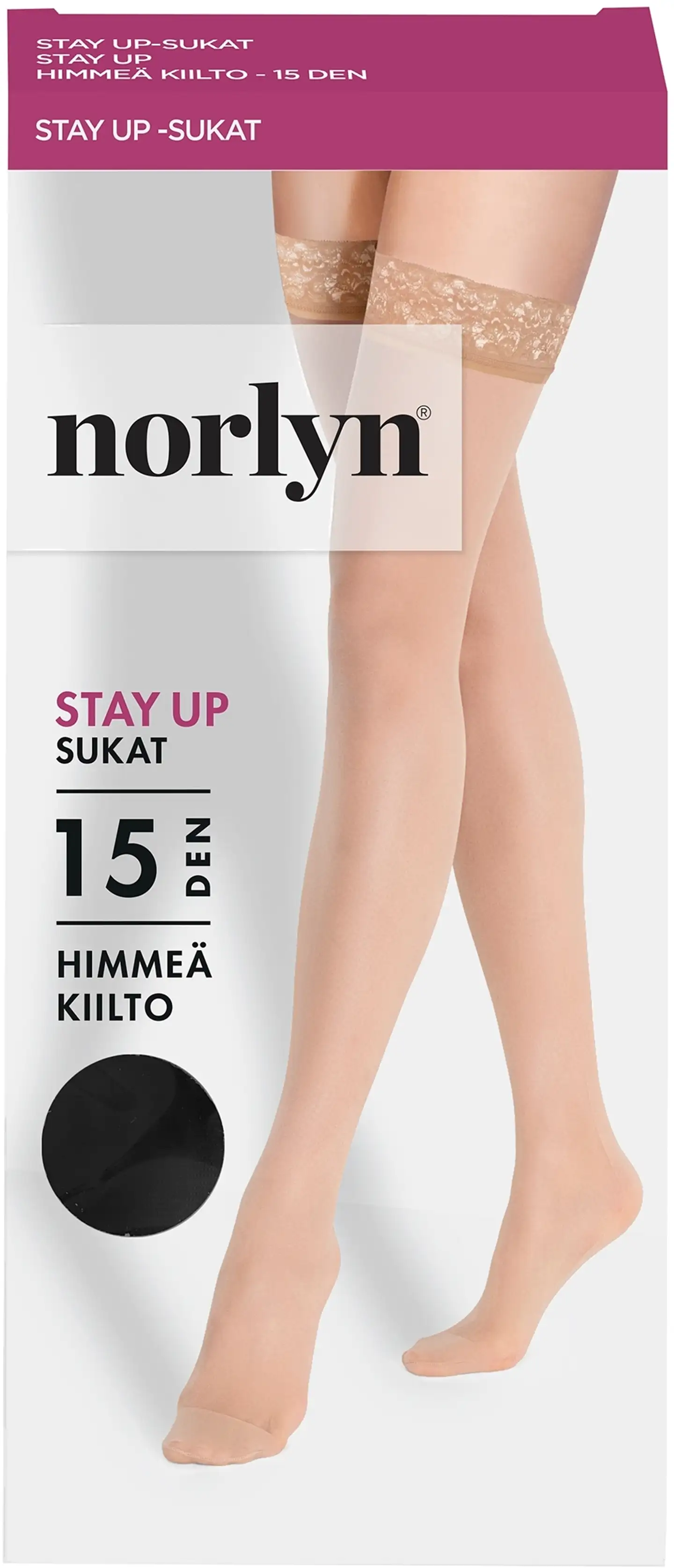 Norlyn naisten stay up sukat 15den - BLACK