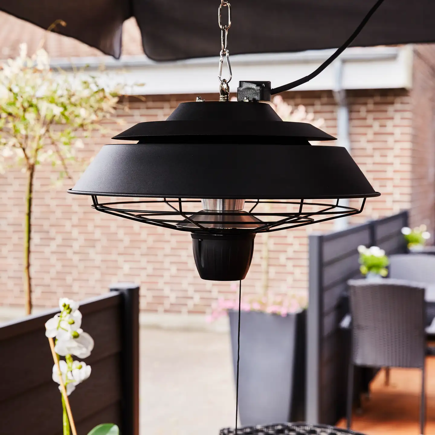 HORTUS Terassilämmitin ripustettava 1500 W, HA, Ø42 cm, musta - 5