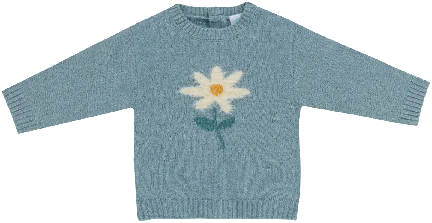 TEX BABY vauvojen neulepusero Kukka - GREEN 5 - 1