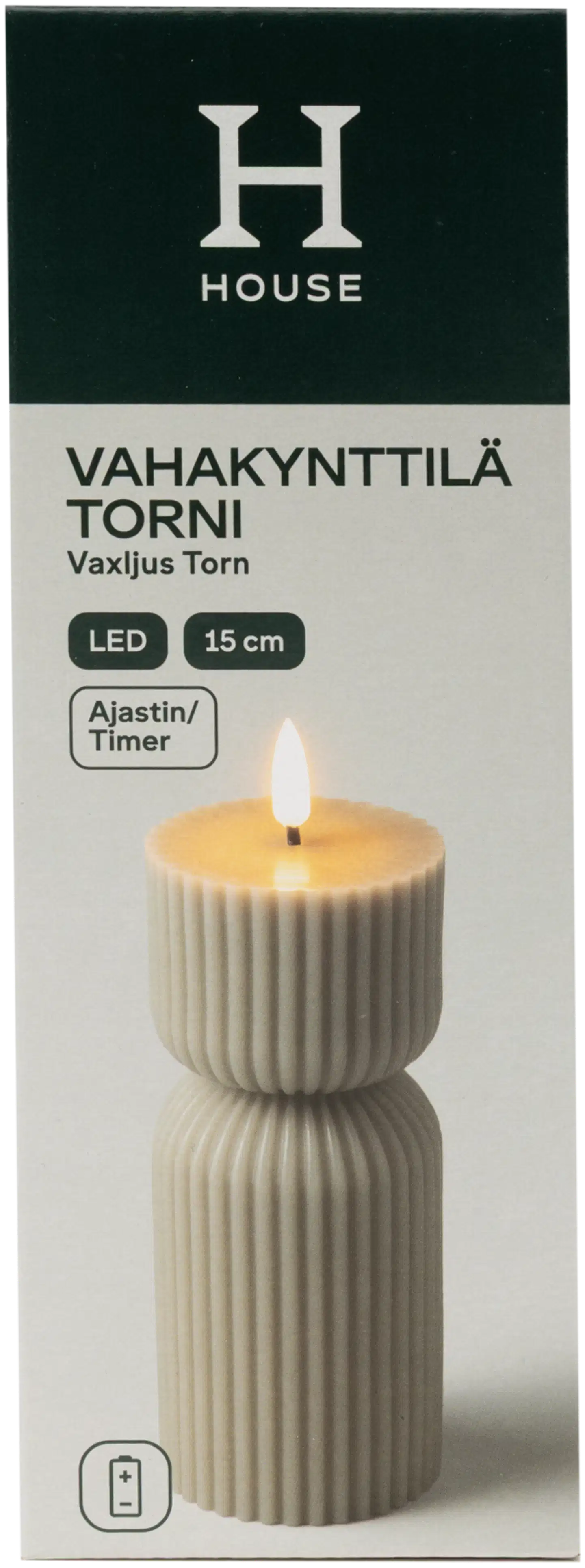 House Led-vahakynttilä Torni 15 cm ruskea - 1