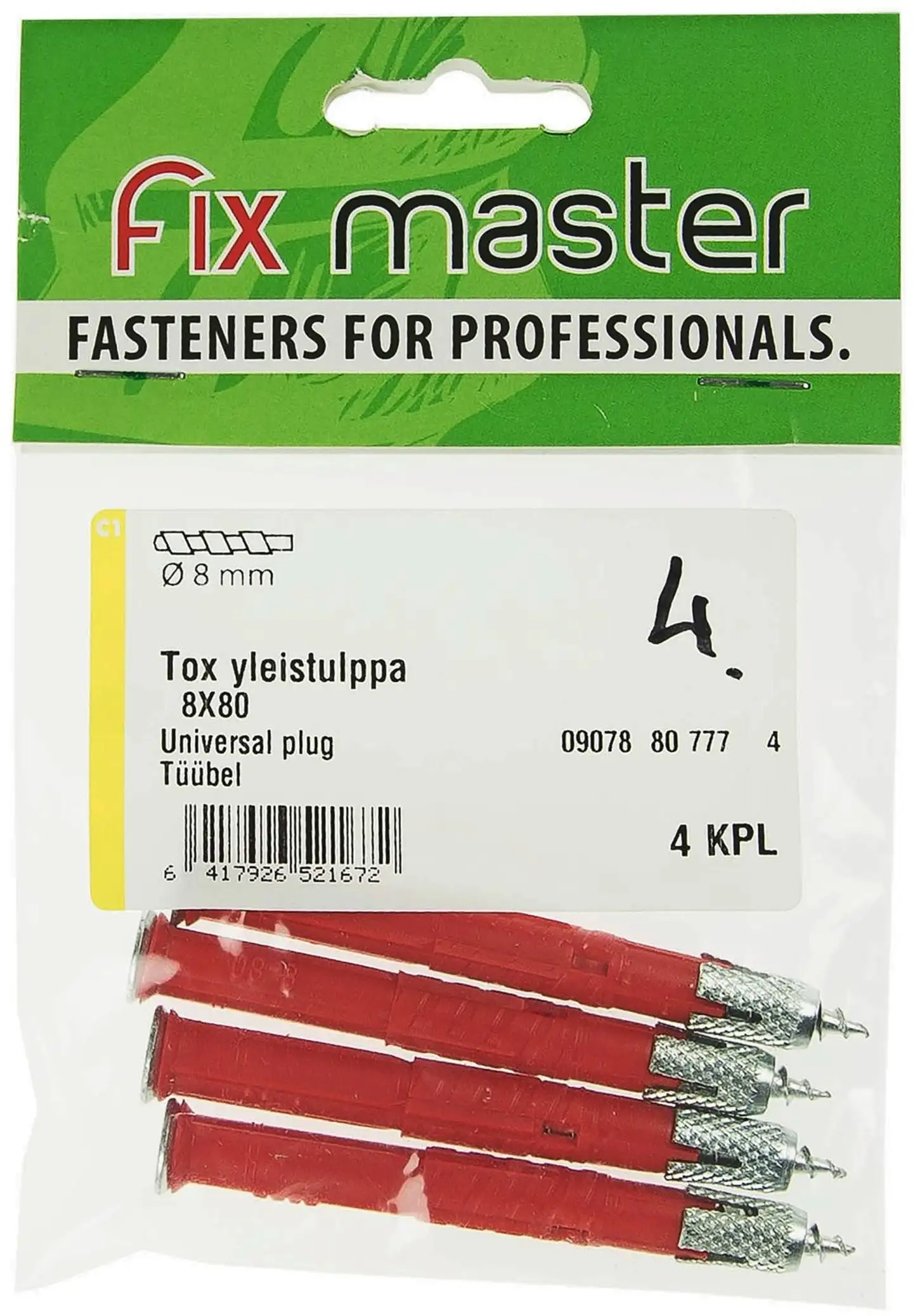 Fix Master Tox yleistulppa 8X80 4kpl