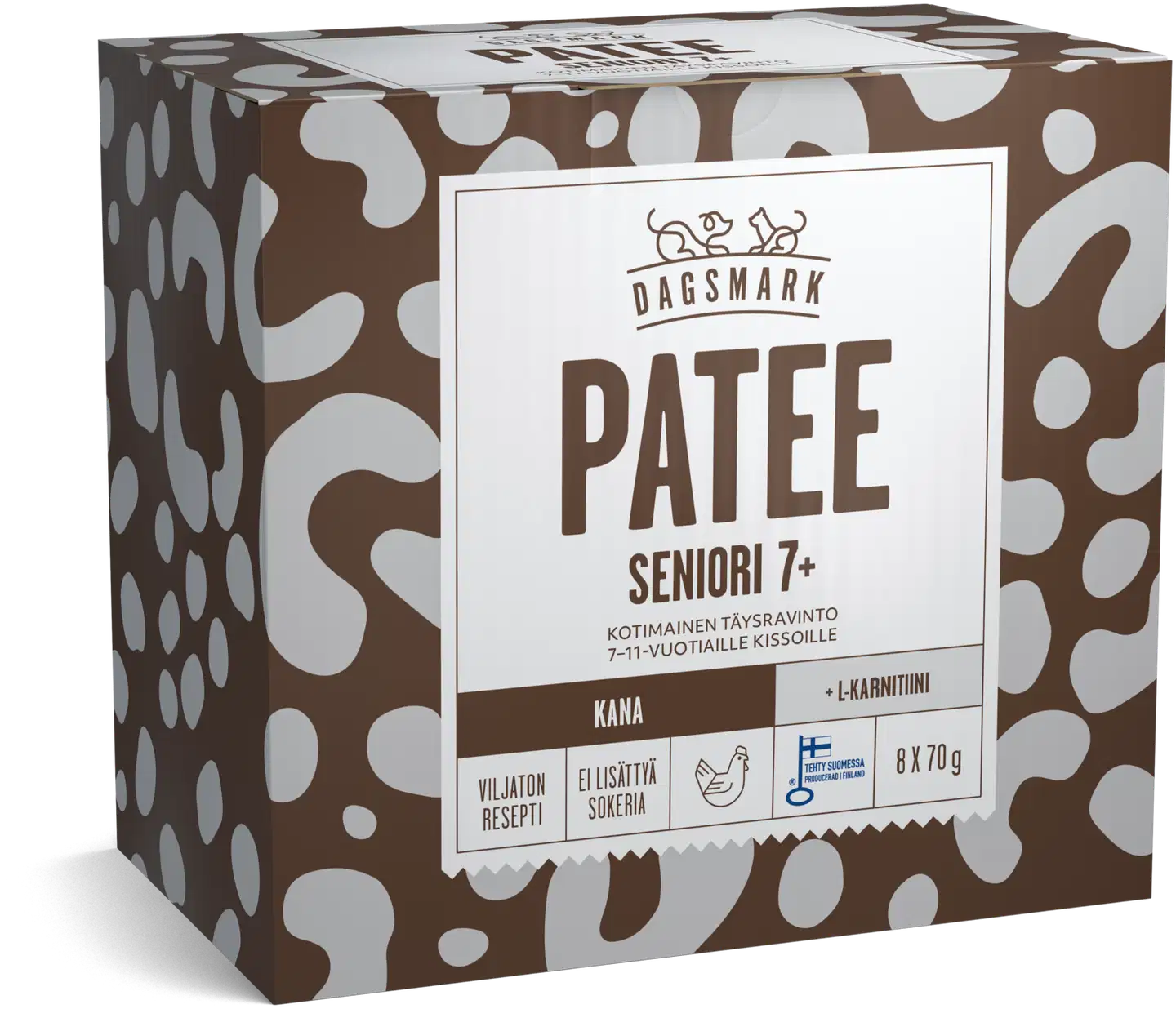 Dagsmark PATEE seniori 7+ kana, täysravinto 7+ vuotiaille seniorikissoille 8 x 70 g