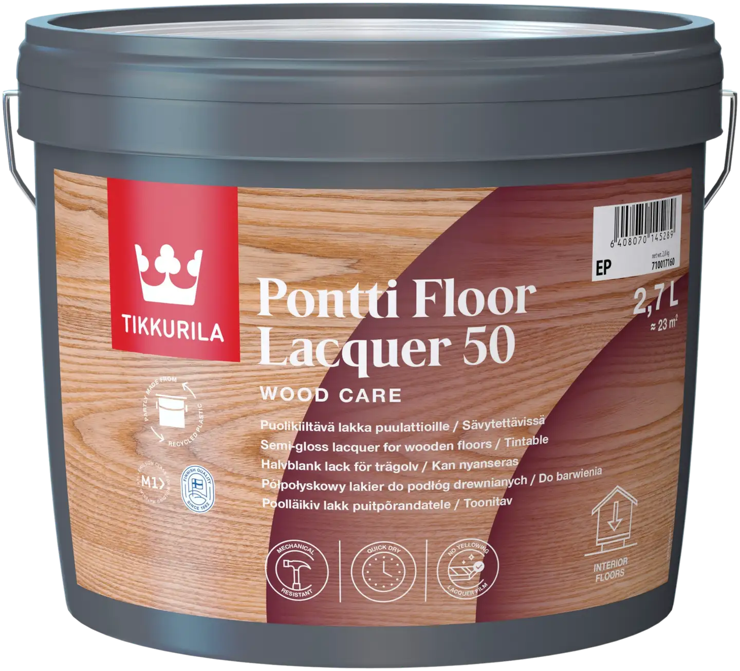 Tikkurila puulattialakka Pontti Floor Lacquer 50 2,7 l EP sävytettävissä puolikiiltävä