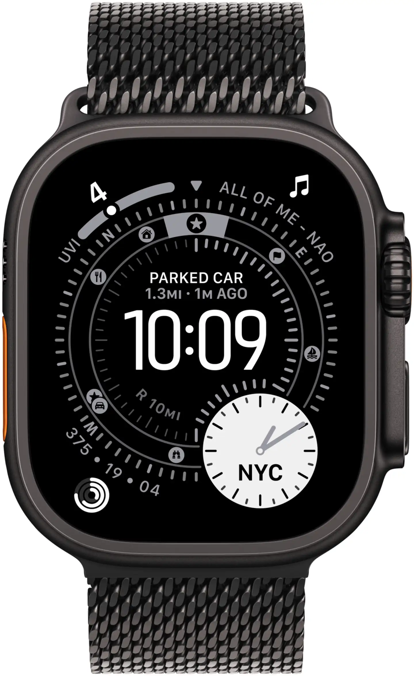 Apple Watch Ultra 3 GPS + Cellular 49mm mustatitaani kotelo, mustatitaani Milanese ranneke - M - MF1Q4KS/A - 1