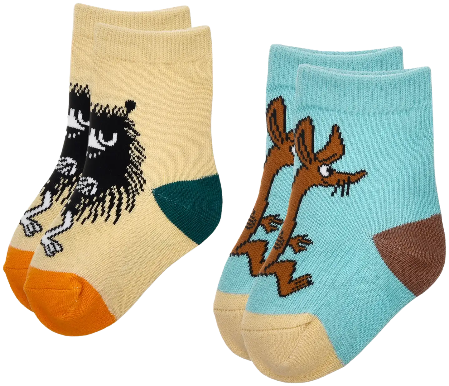 Moomin by Nordicbuddies vauvojen sukat Nipsu & Haisuli 2-pack - turkoosi & beige