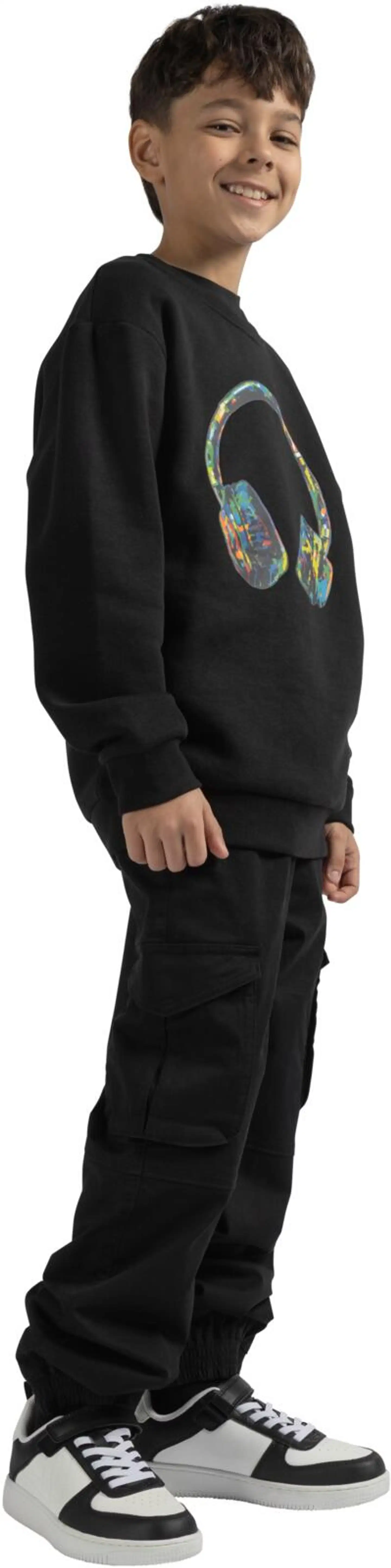 House lasten collegepusero, jossa harjattu sisäpinta 23PH292608 - Black - 6