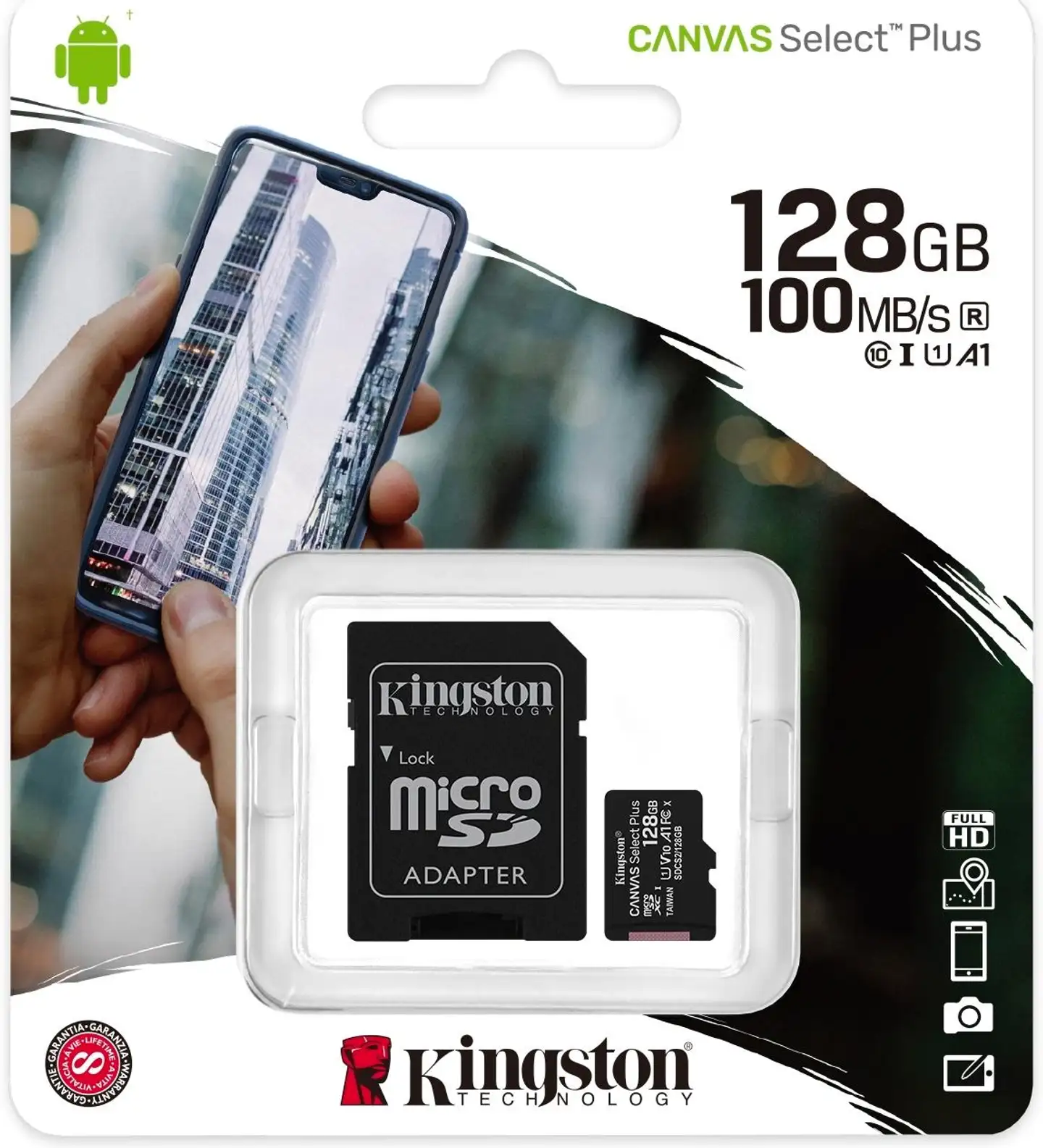 Kingston muistikortti 128GB microsdhc canvas select plus 100r