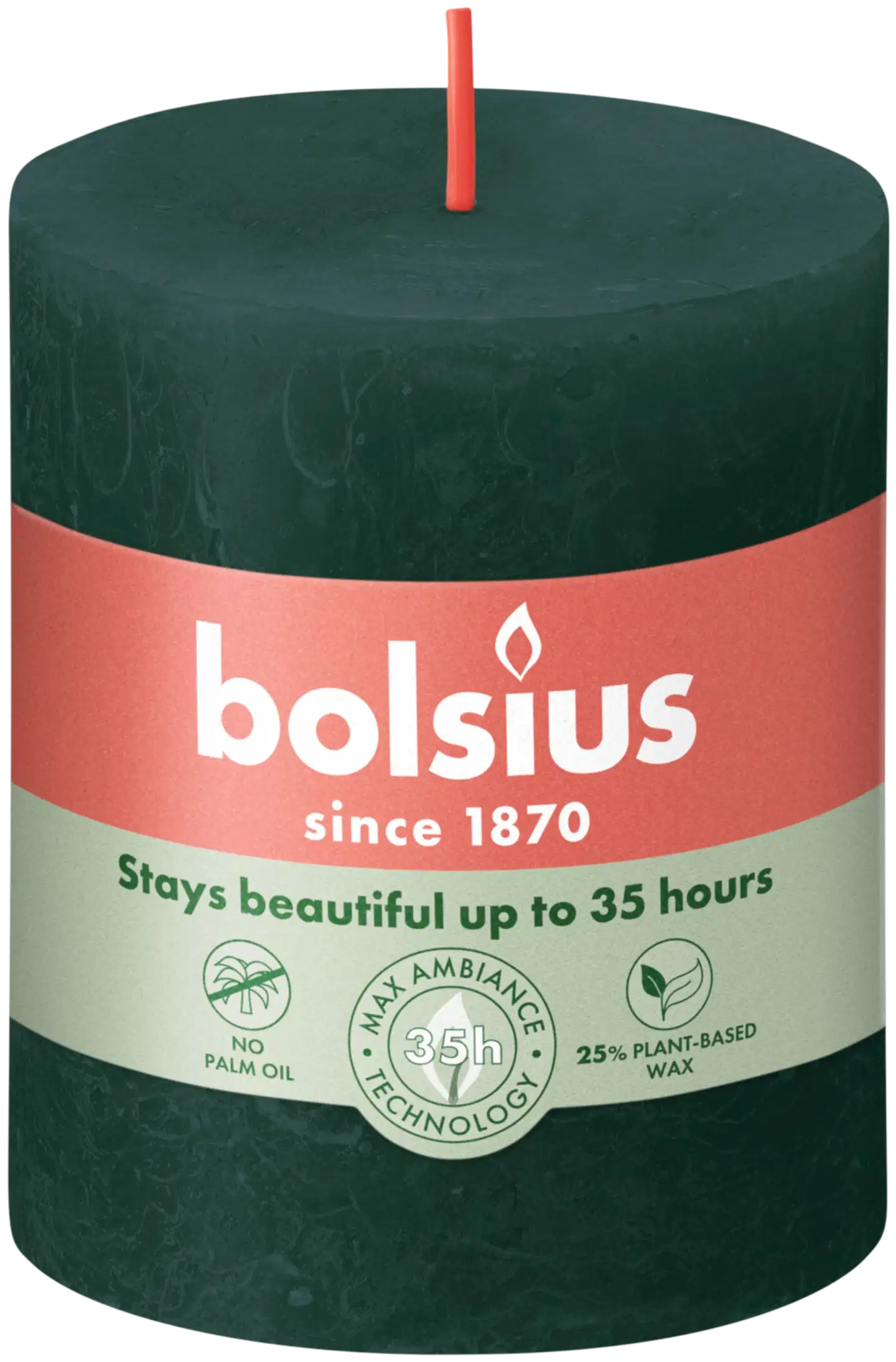 Bolsius – rustiikkinen pöytäkynttilä – Vihreä – 8 cm