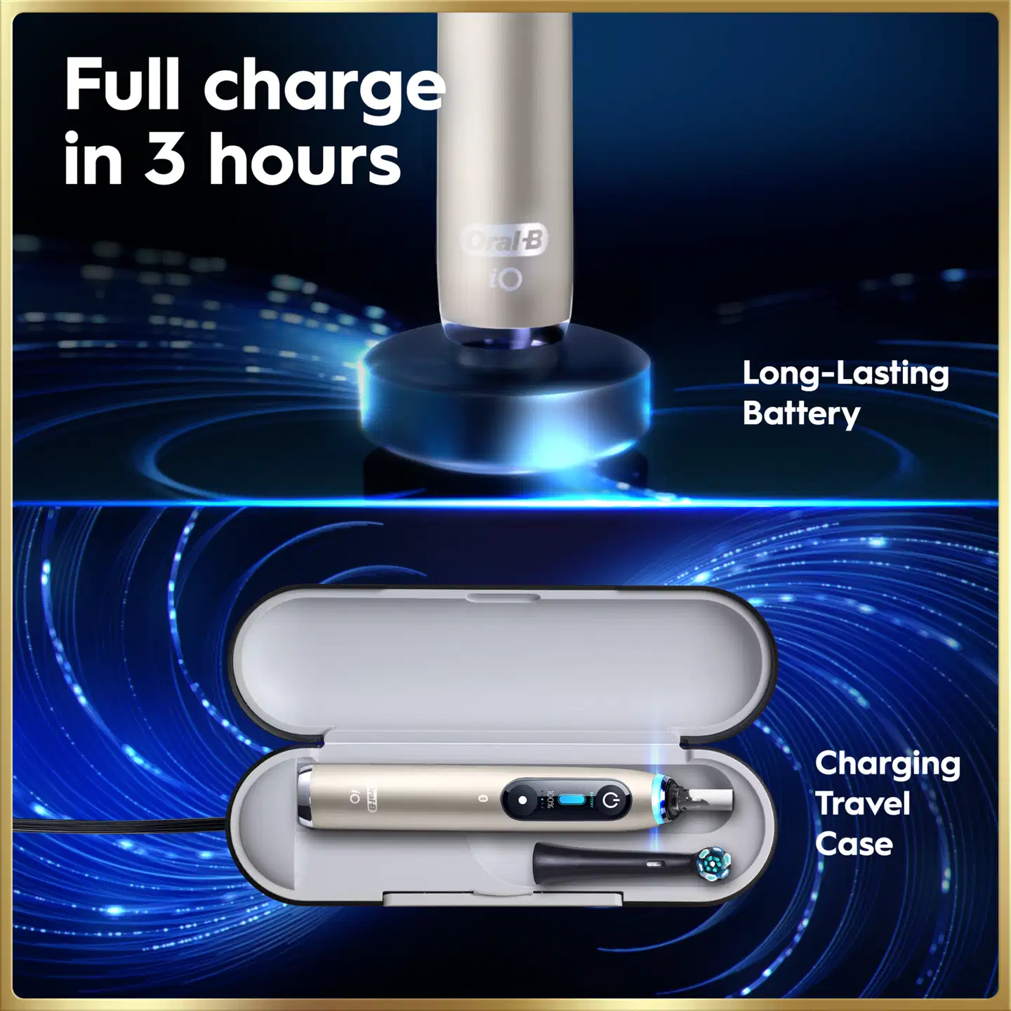 Oral-B iO9 -Sähköhammasharja Lunar Gold, 2 vaihtoharjaa, lataava matkakotelo - 10