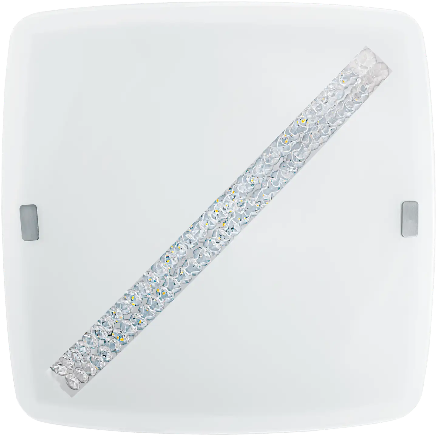 EGLO Kattovalaisin OSSEJA 34x34x9,5cm 16W LED 3000K 1850lm IP20 valkoinen kristallikoristeella