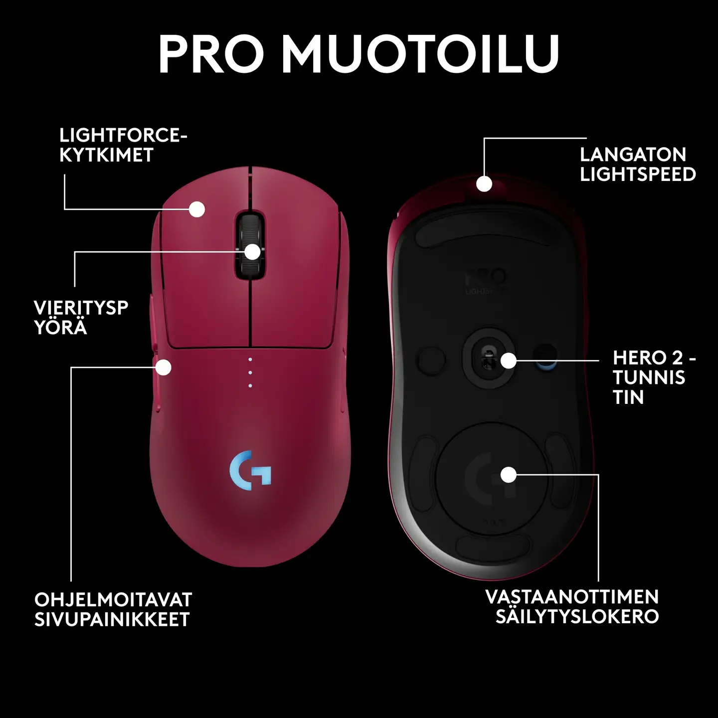 Logitech Pro 2 lightspeed pelihiiri magenta - 4