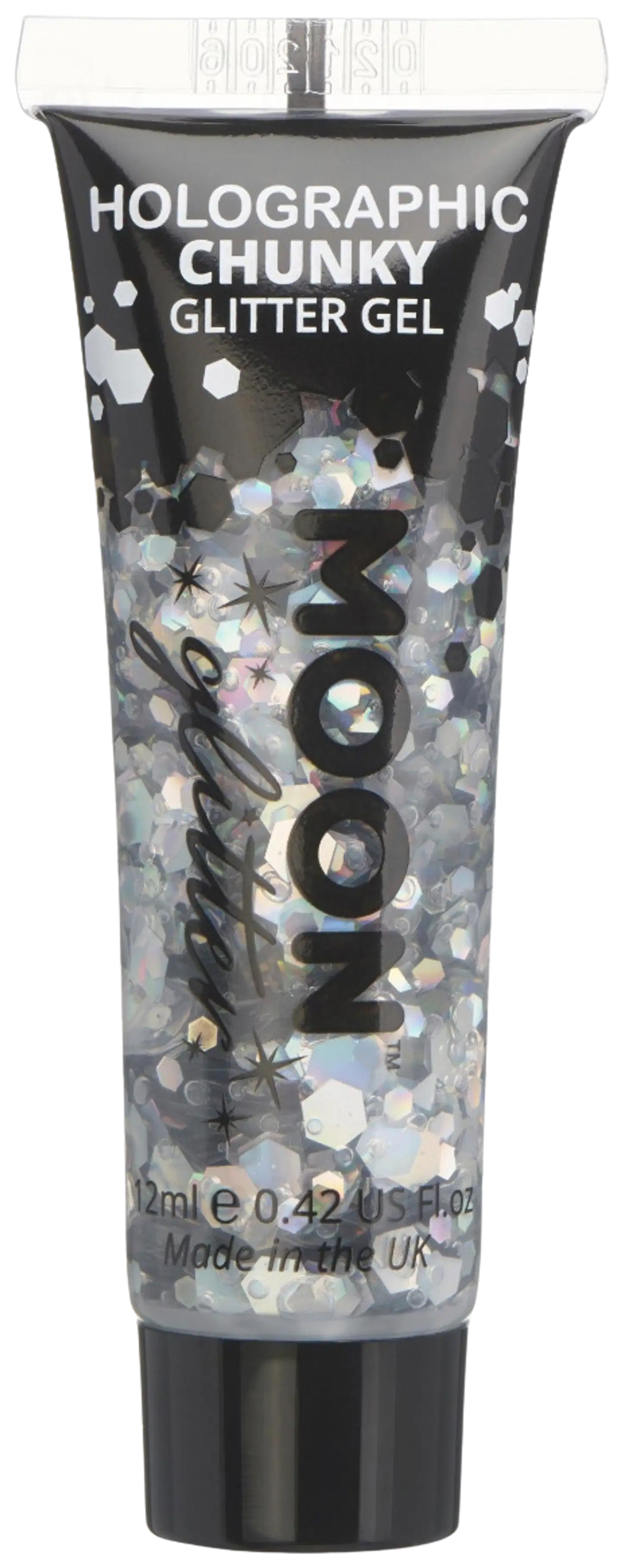 Moon Holografinen kulta glittergeeli suuri kimalle 12 ml - hopeanvärinen