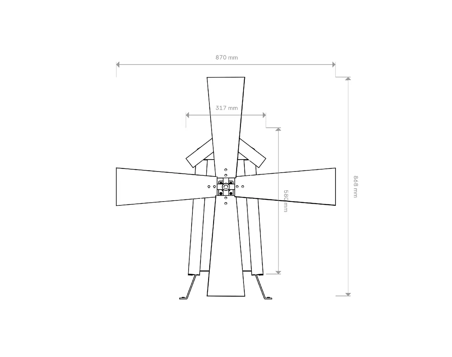 Tuulimylly grafiitin harmaa, 69x30x32cm - 2