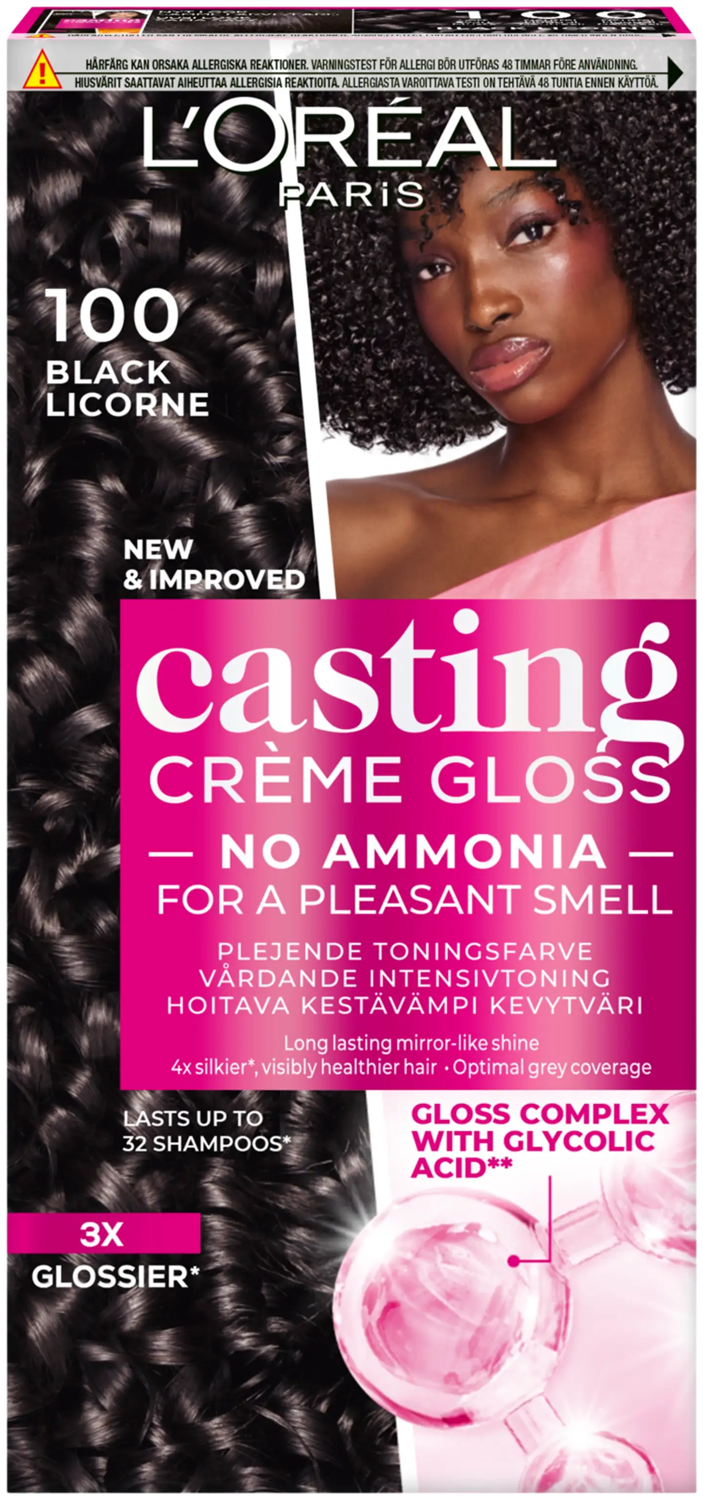 L'Oréal Paris Casting Crème Gloss 100 Black Licorne semi-permanent hiusväri normaaleille hiuksille 1 pce - 1