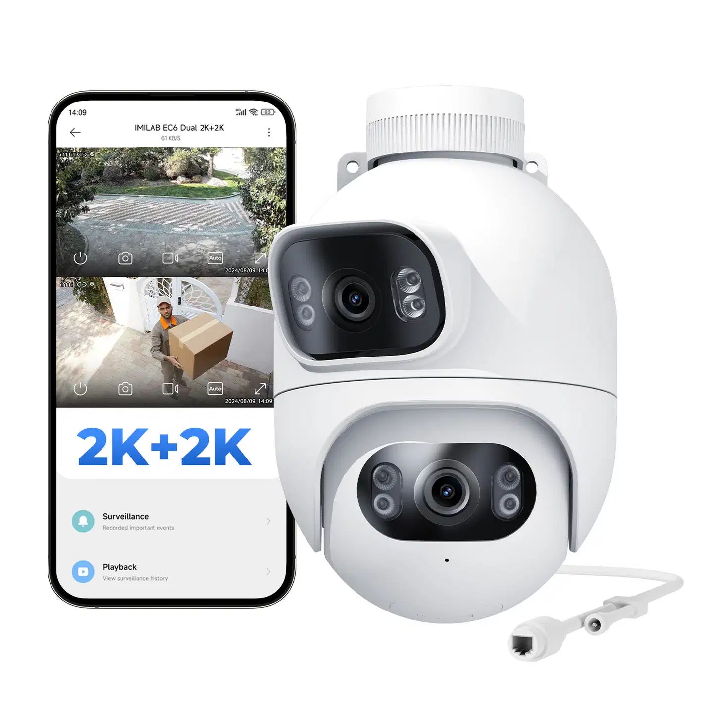 Imilab EC6 Dual 2K+2K WiFi -valvontakamera kahdella objektiivilla ulkokäyttöön CMSXJ68A - 14