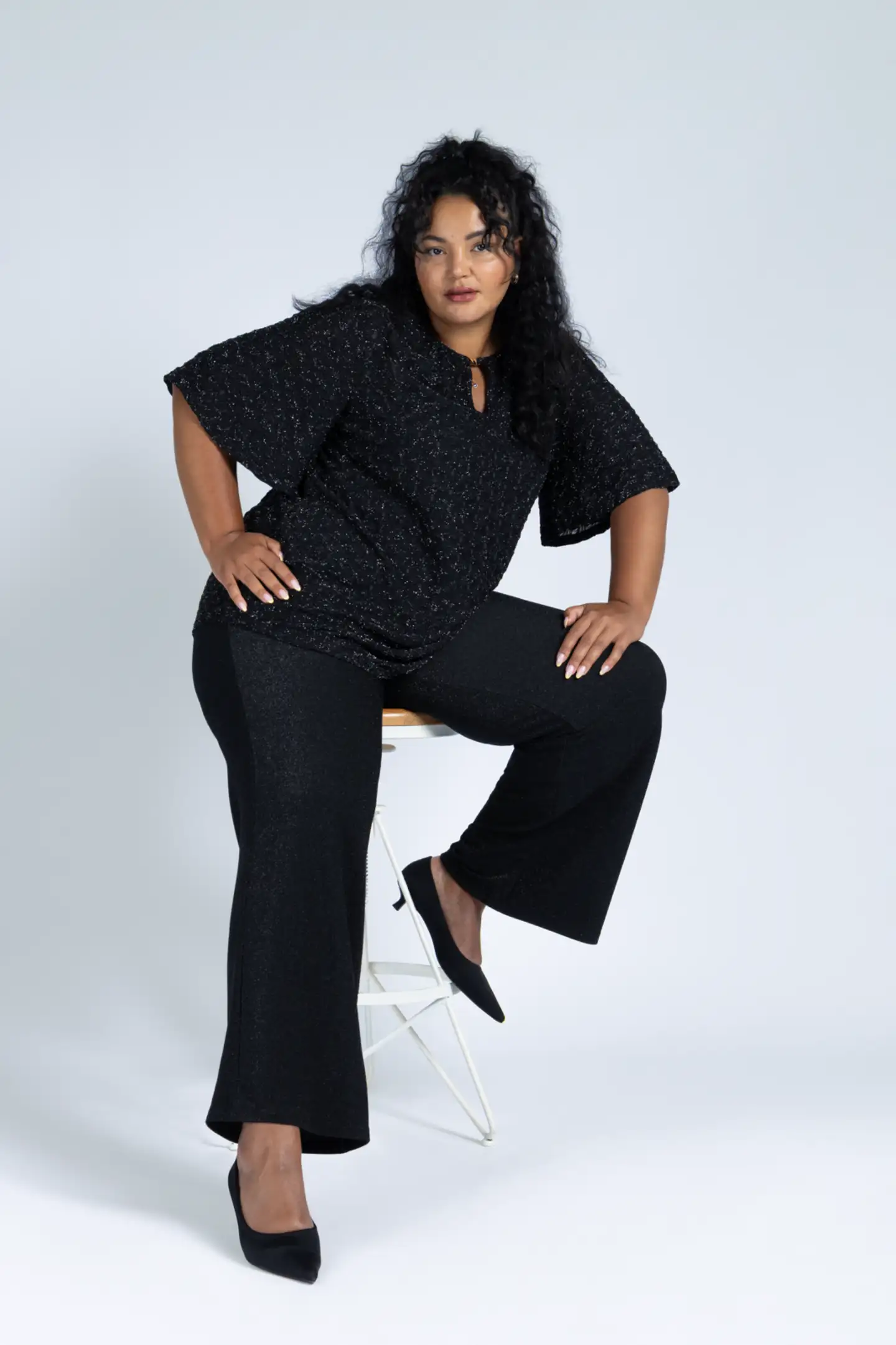 Now Curvy naisten juhlatunika 11861 - Glitter Black - 5