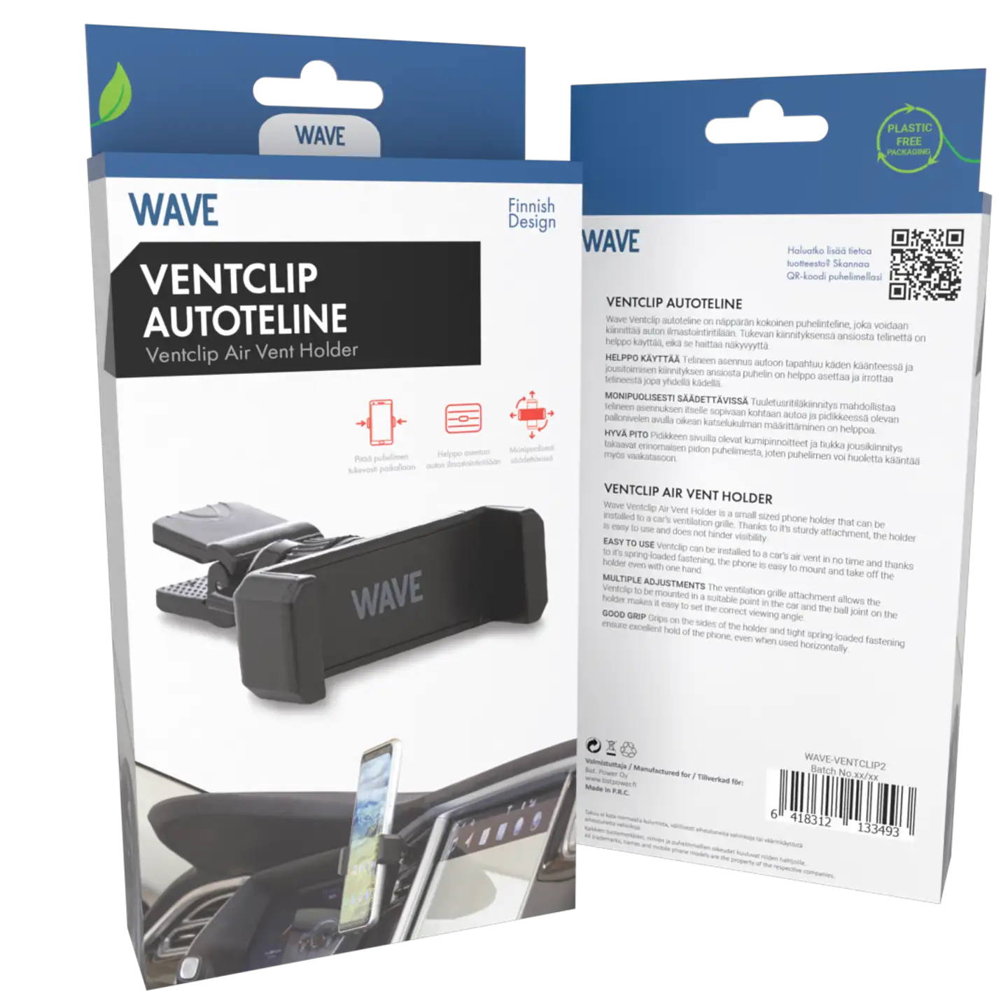 Wave Ventclip Autoteline, Musta - 5